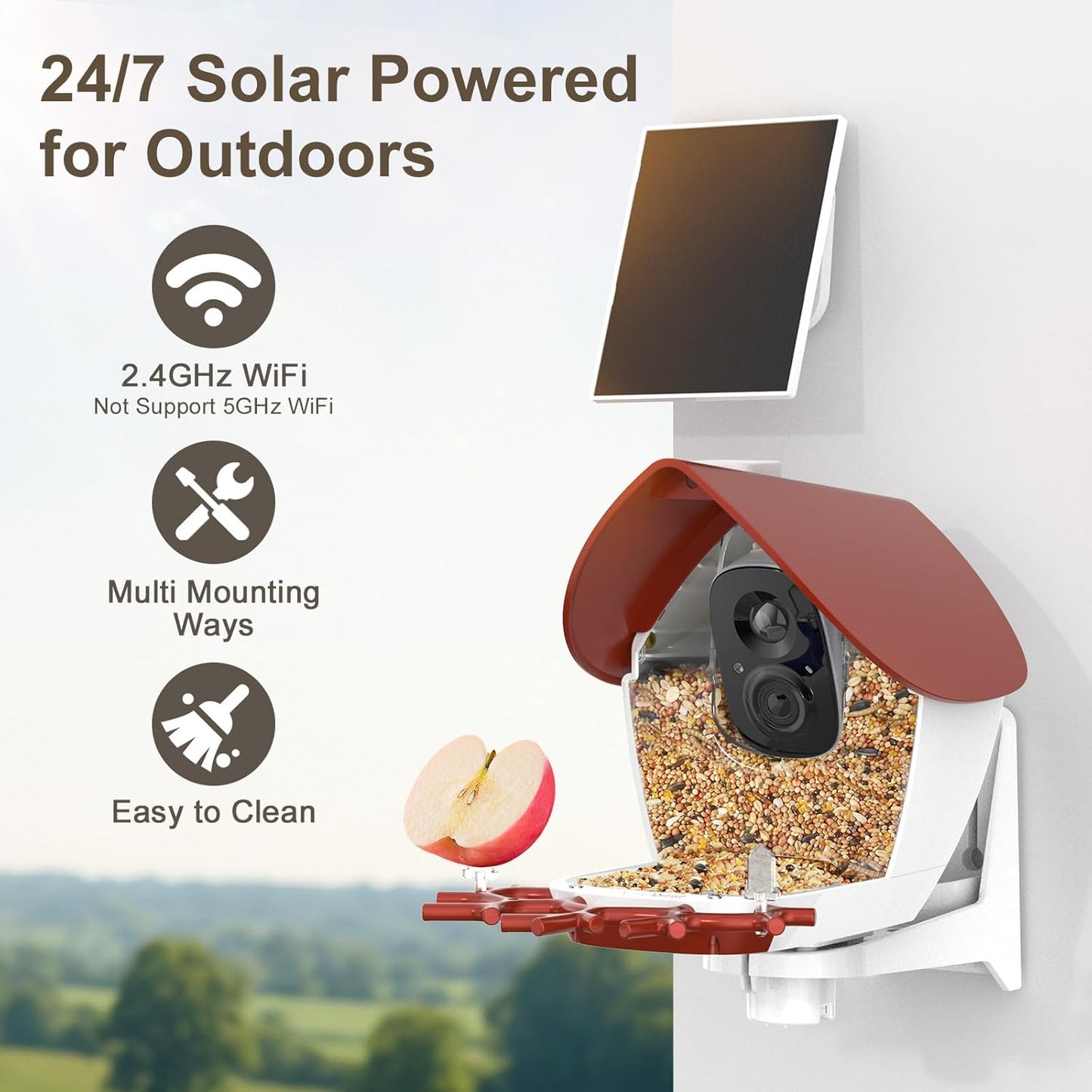 birdsnap® P33 - Smart Bird Feeder with Camera Solar Powered, 2K Video Bird Camera Feeder Live with 32GB Card, AI Identify Feather Species, Auto Record in Backyard, Ideal Gift for Birds Lover