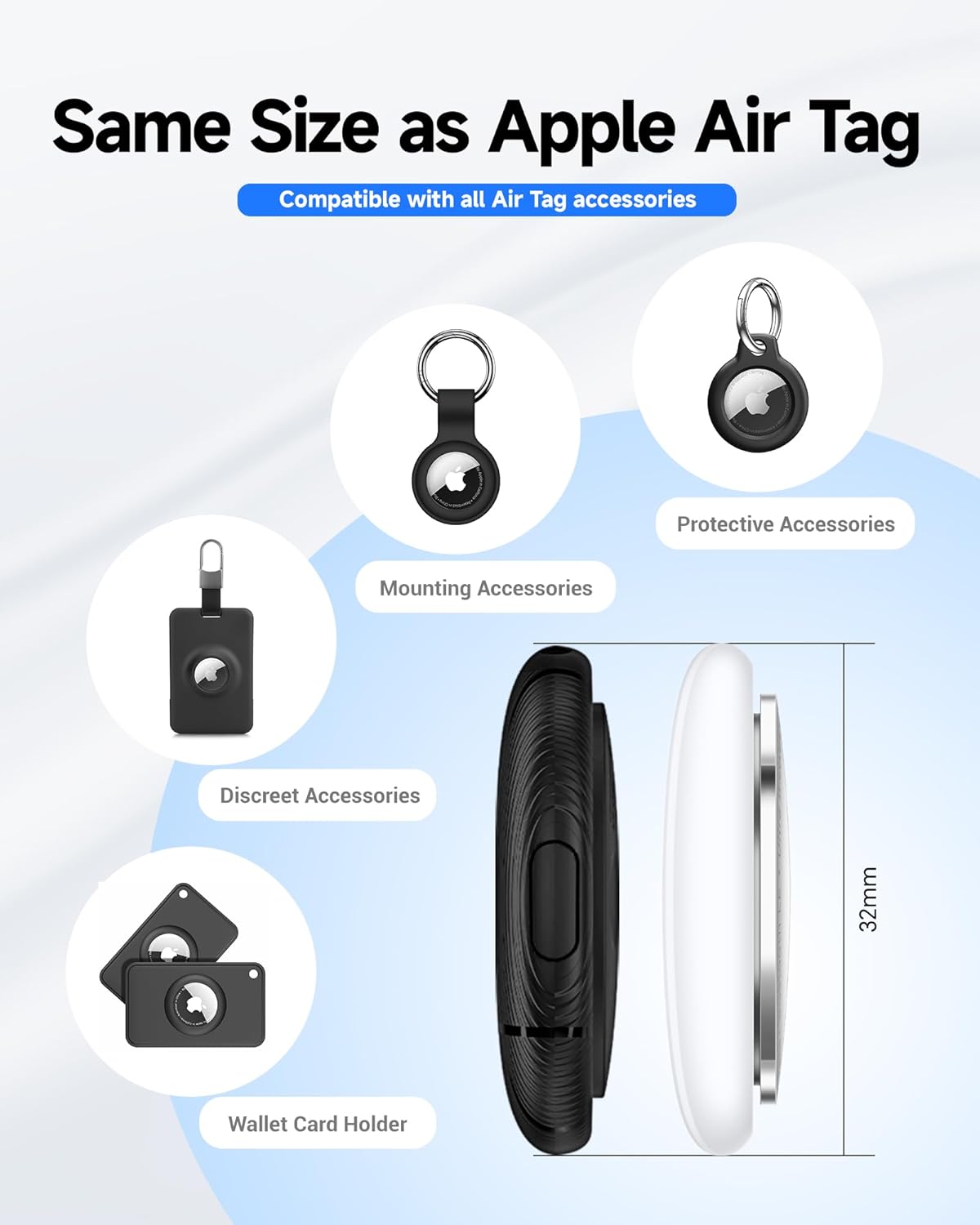 LiTag Duo - Tracker Tag for iOS and Android, Bluetooth Tracking Tag/Key Finder/Luggage Tracker/Item Locator, Compatible with iOS Find My or Google Find Hub App (Dual System, 1PC)