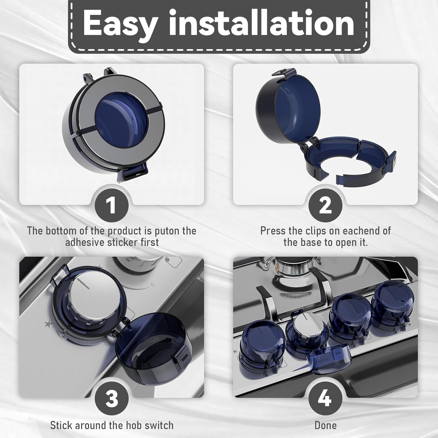 Stove knob Safety Covers for Child Upgraded Unlock Universal Size with Adult Two-Finger, Dual-Key Press Gas Stove Knob Locks Water Resistant Oil Resistant and High Temperature Resistant（5+1 Pack.）