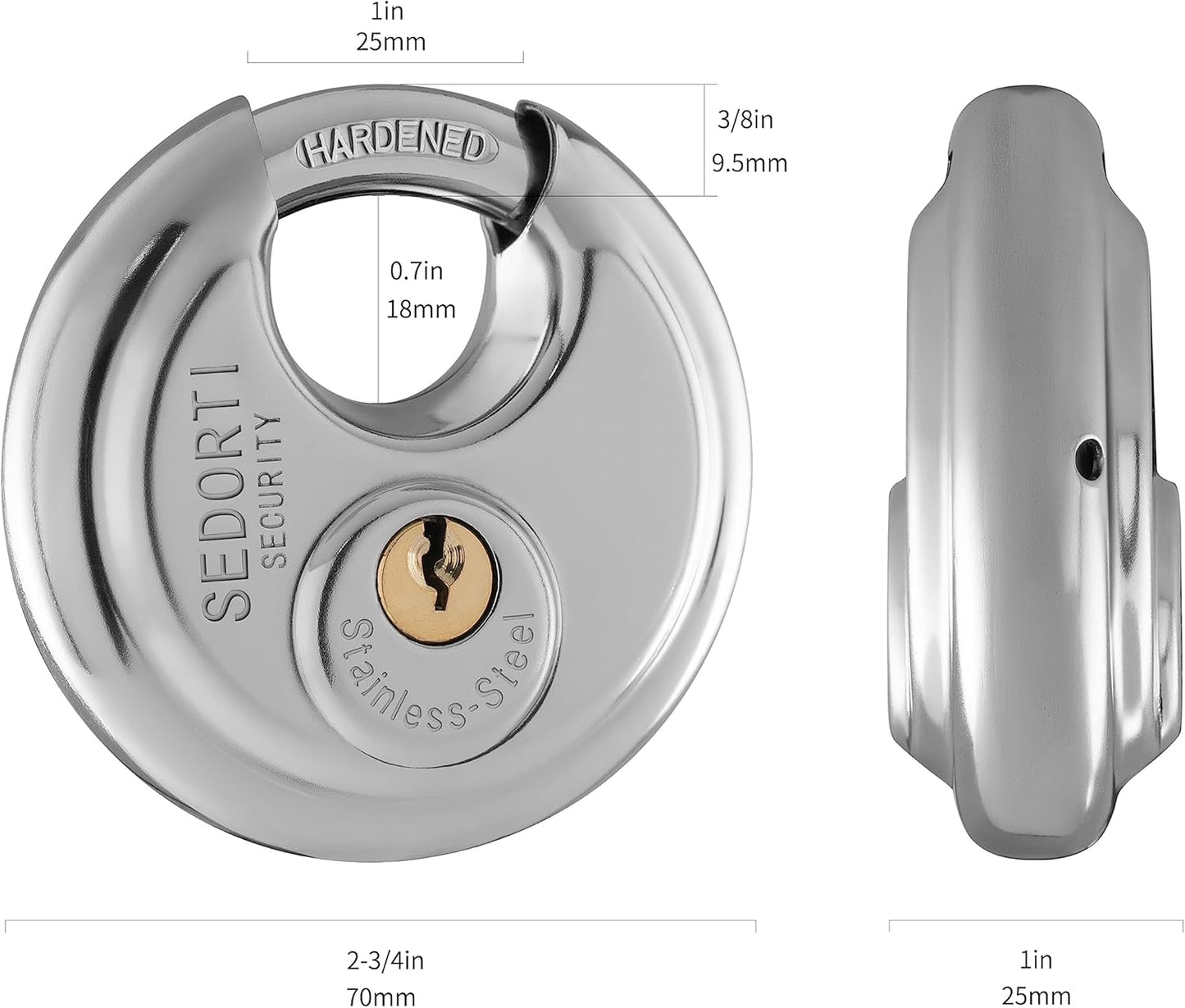10-Pack Discus Padlocks Keyed Alike, 2-3/4 inch Wide, Stainless Steel 304 Round Lock, Waterproof and Rustproof Storage Lock with Brass Keys, Ideal for Storage Unit Gate, Outdoor, Shed, Fence