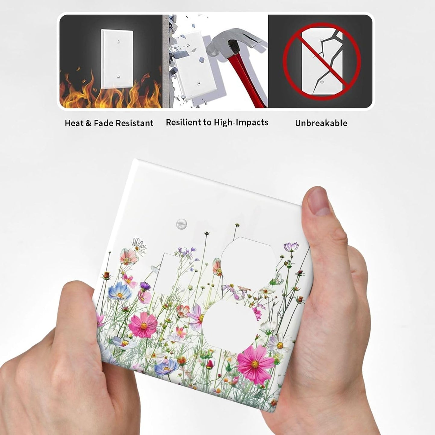 Wallplates Boho Colorful Flowering Plant Wild Flower 1 Toggle 1 Duplex Switch Plate Electrical Gfci Faceplate Decorative Light Switch Covers For Bed Room Living Room Decor