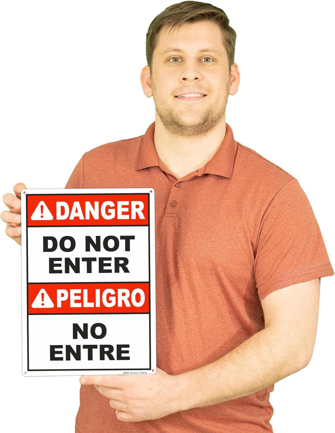 Brimar - 10" x 14" - Bilingual Danger Do Not Enter Sign - .055″ Polyethylene Plastic - Easy Installation - Versatile Application