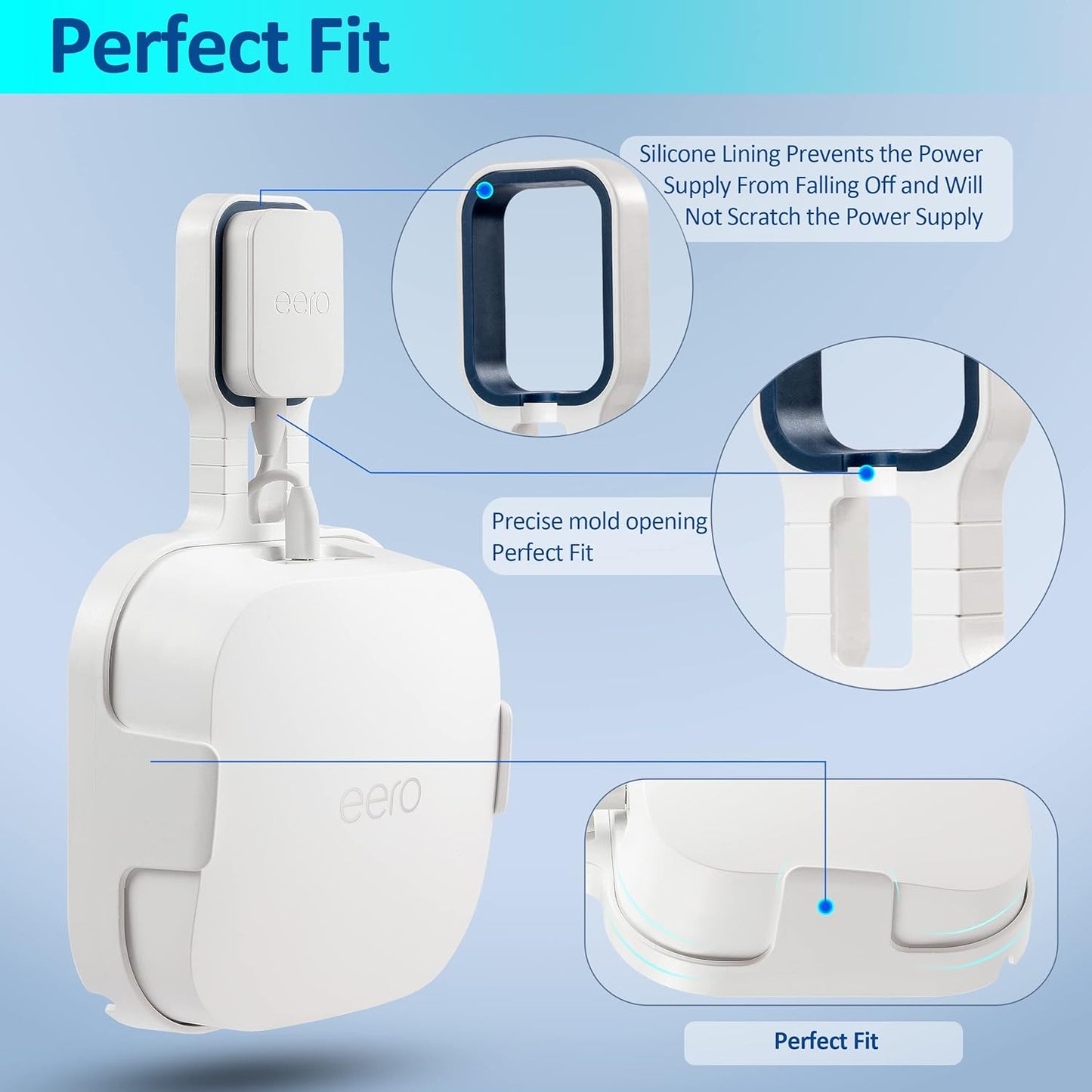 Wall Mount Holder for EERO Pro 6E Mesh WiFi System, Space Saving Outlet Wall Mount Bracket for EERO Pro 6E Router with Cord Management and Easily Moved(2 Pack)