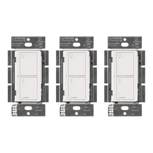 Lutron Caseta Original Smart Light Switch (Lutron Smart Hub Required), for Home, LED Lights, and Fans, 6 Amp, Single-Pole/3-Way, Neutral Required, PD-6ANS-WH 3 Pack, White