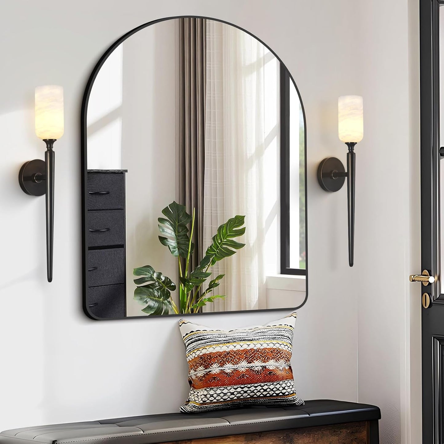 Alabaster Wall Sconce, Modern Bronze Bathroom Sconces, Marble Sconces Wall Lighting for Living Room Vanity Foyer Hallway Bedroom Staircase H-22in(Dimmable Bulb INCL)