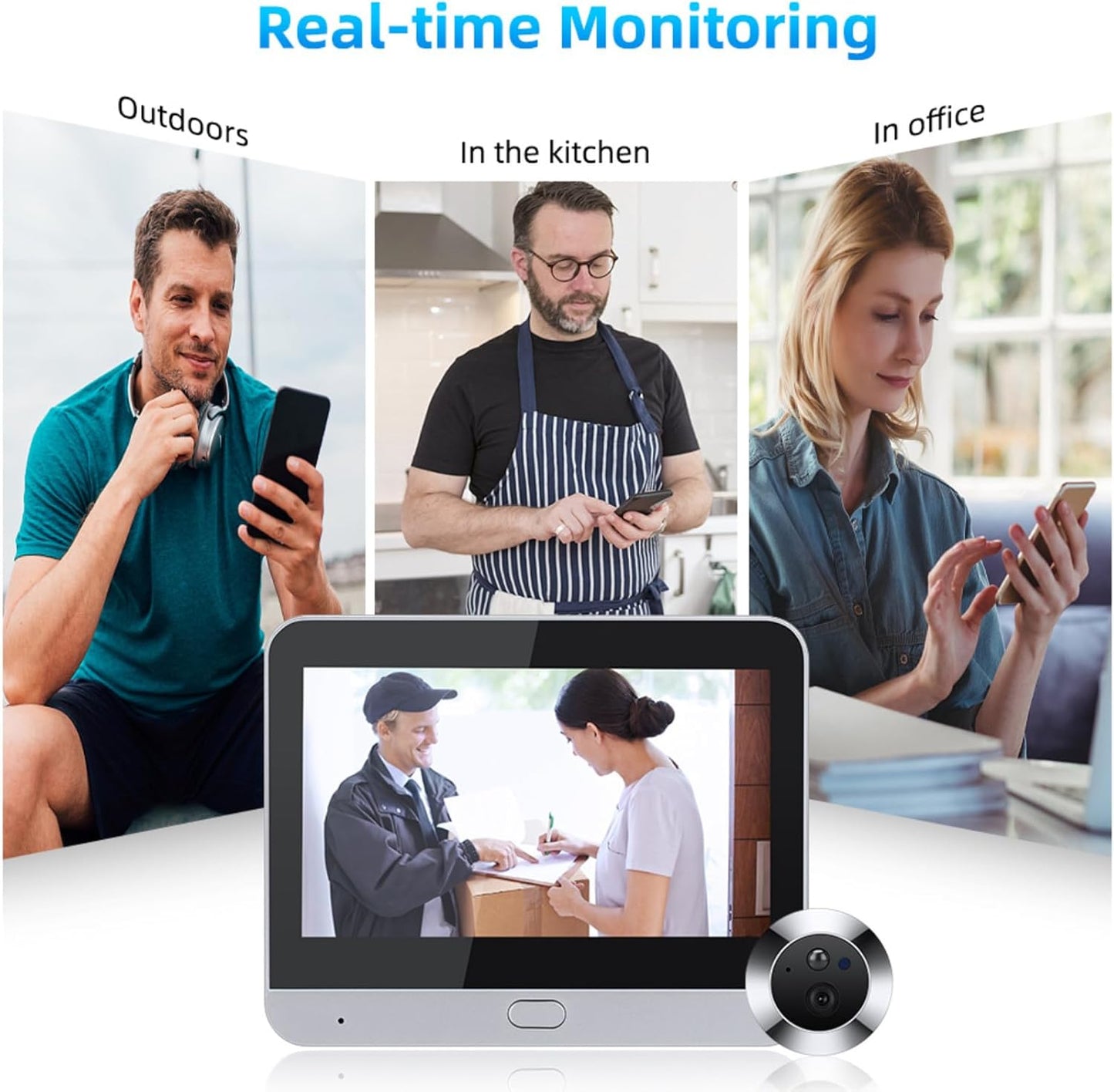 Digital Door Peephole, Digital LCD Security Camera 1080P with 4.3 inch Monitor, 120 Degree Peephole Viewer, IR NightVision, Motion Detection, Two Way Intercom