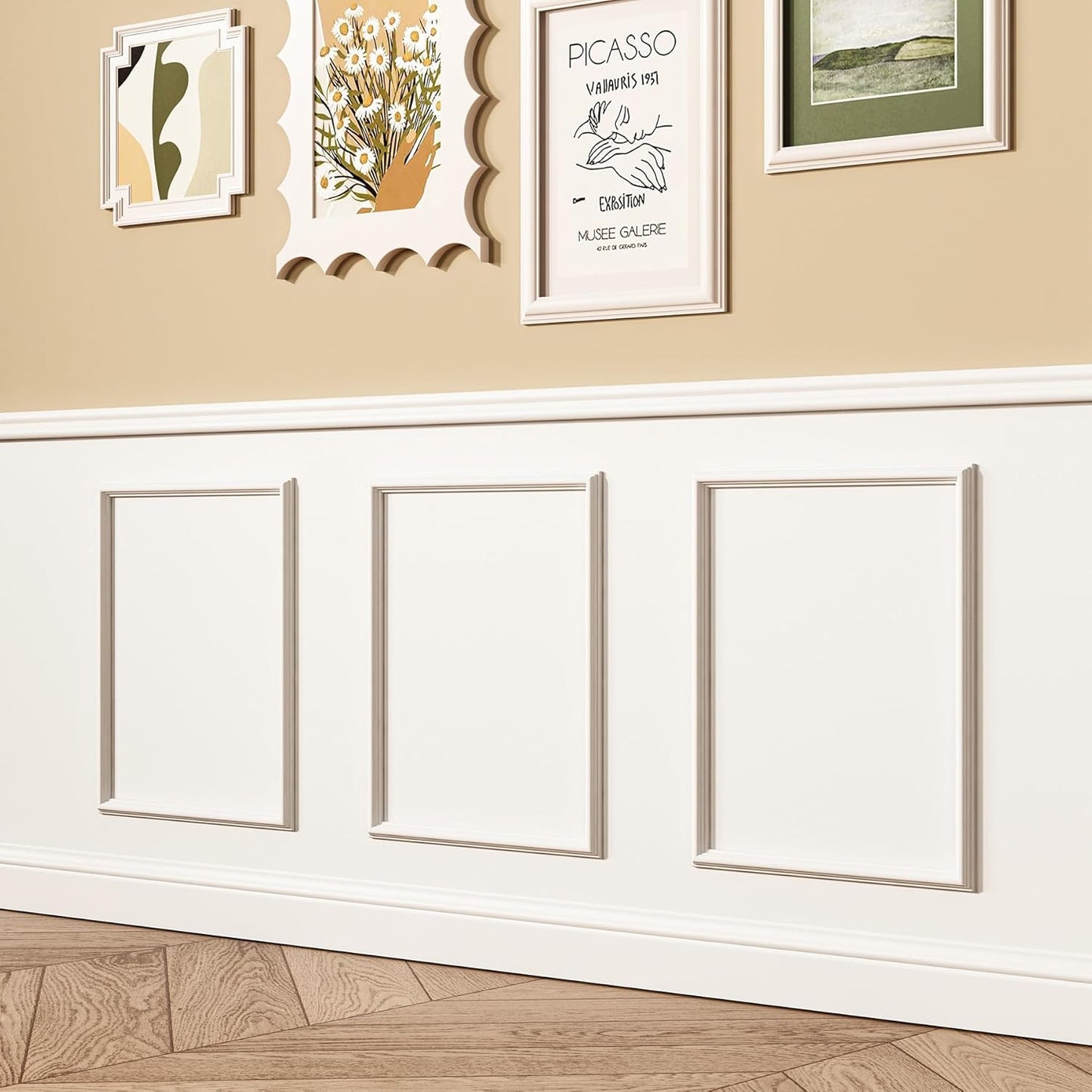 Peel and Stick Wainscoting Panels Kit, 3 Sets 16''x20'' Premade Wall Molding Peel and Stick Panels for Interior Wall Trim, Easy DIY Wainscoting Panels Peel and Stick Decor