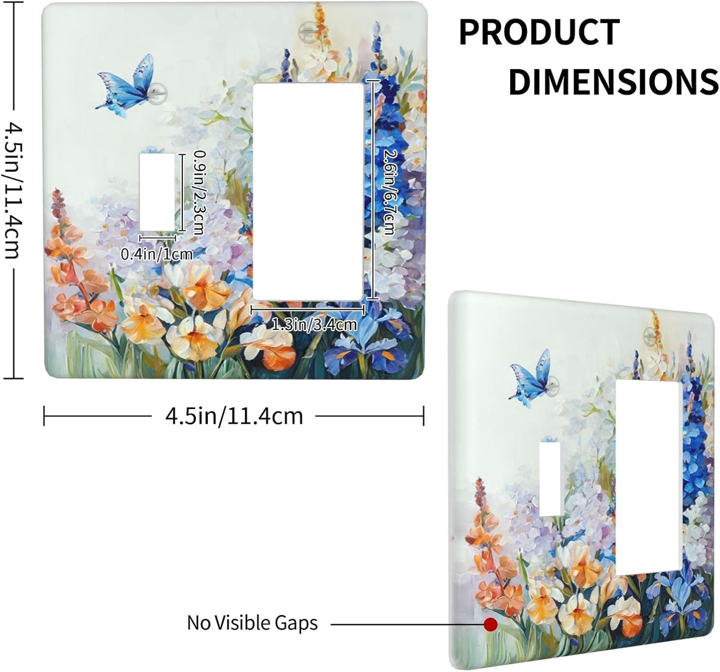 Decorative Outlet Covers Rustic Colorful Floral Garden Flowers 2 Gang Wall Plate Single Toggle 1 Rocker Light Switch Cover Switch Plate Covers Faceplate for Country Bedroom Home Decor