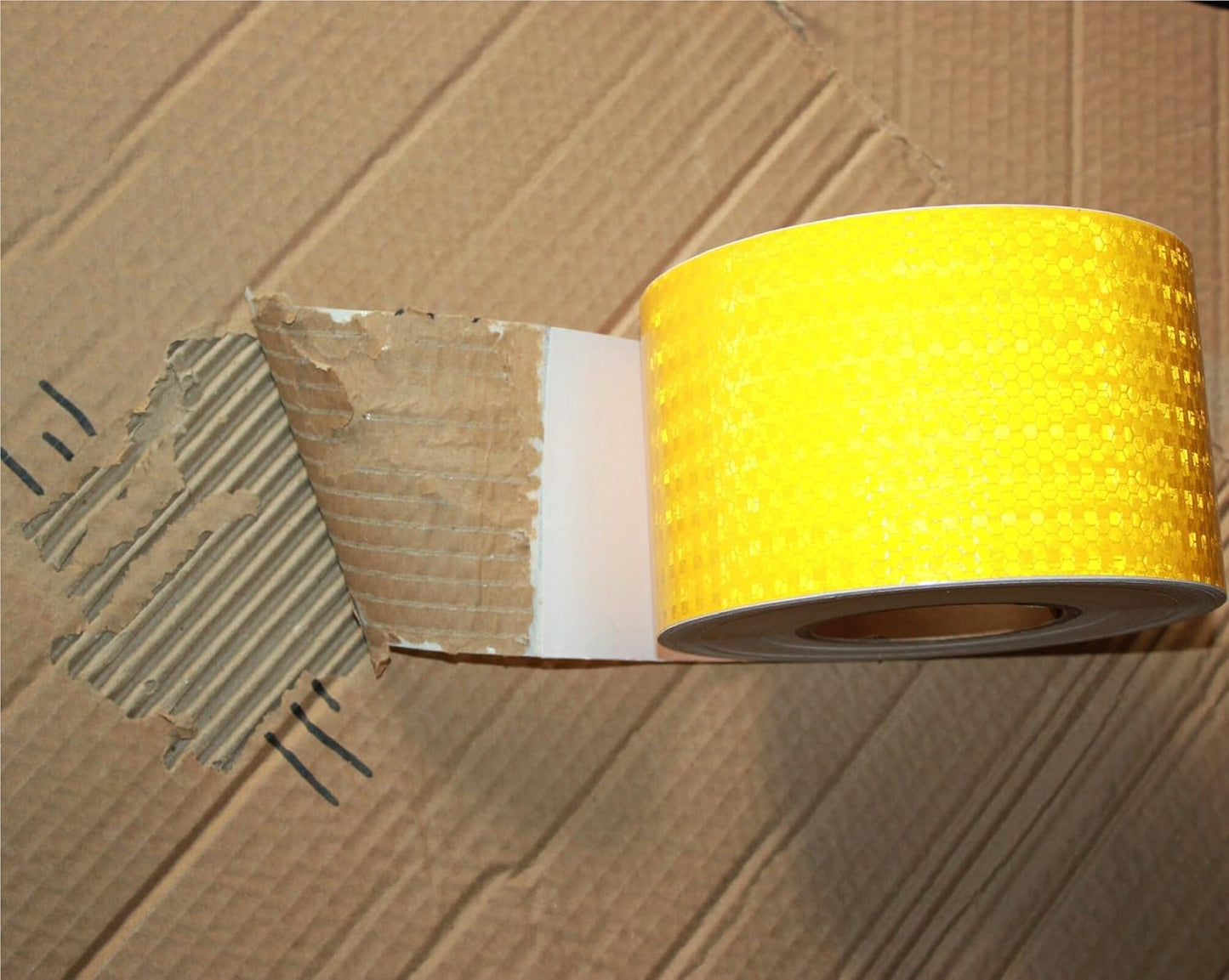 Yellow Reflective Tape Outdoor Waterproof 4 inch Wide, High Visibility Warning Safety Industrial Marking Tape (68 feet)