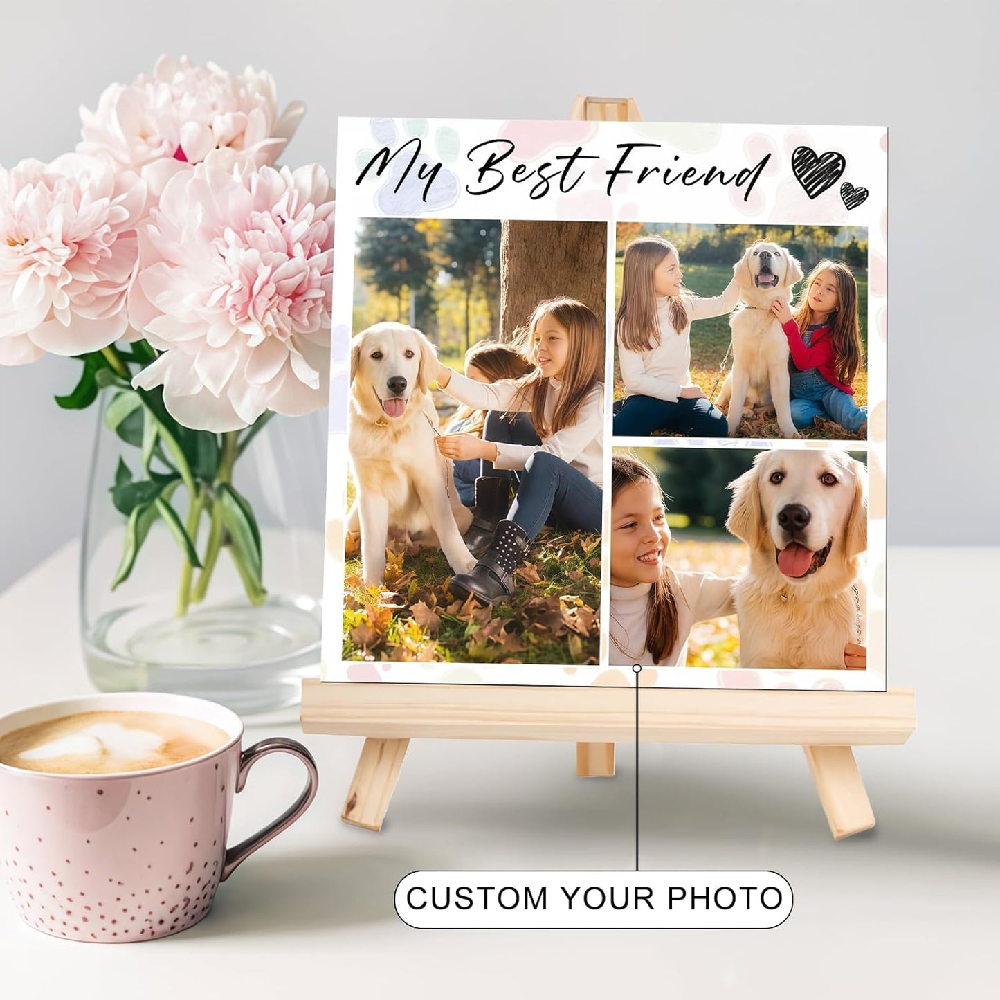 Custom Photo Frame with Stand, Personalized Picture Display, MDF and Wood Construction, Desktop Decor, Multiple Designs, Customizable Gift for Family and Friends