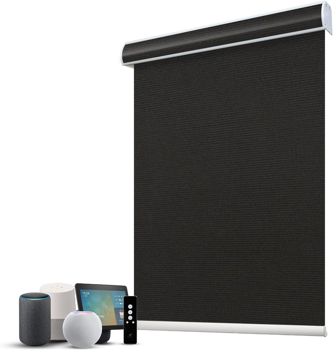 SmartWings Motorized 100% Blackout Shades Blinds, Custom Size, Cordless Window Shades with Rechargeable Battery, Work with Matter/Apple HomeKit, Alexa, Thread/Zigbee, Remote Optional, Eclipse Black