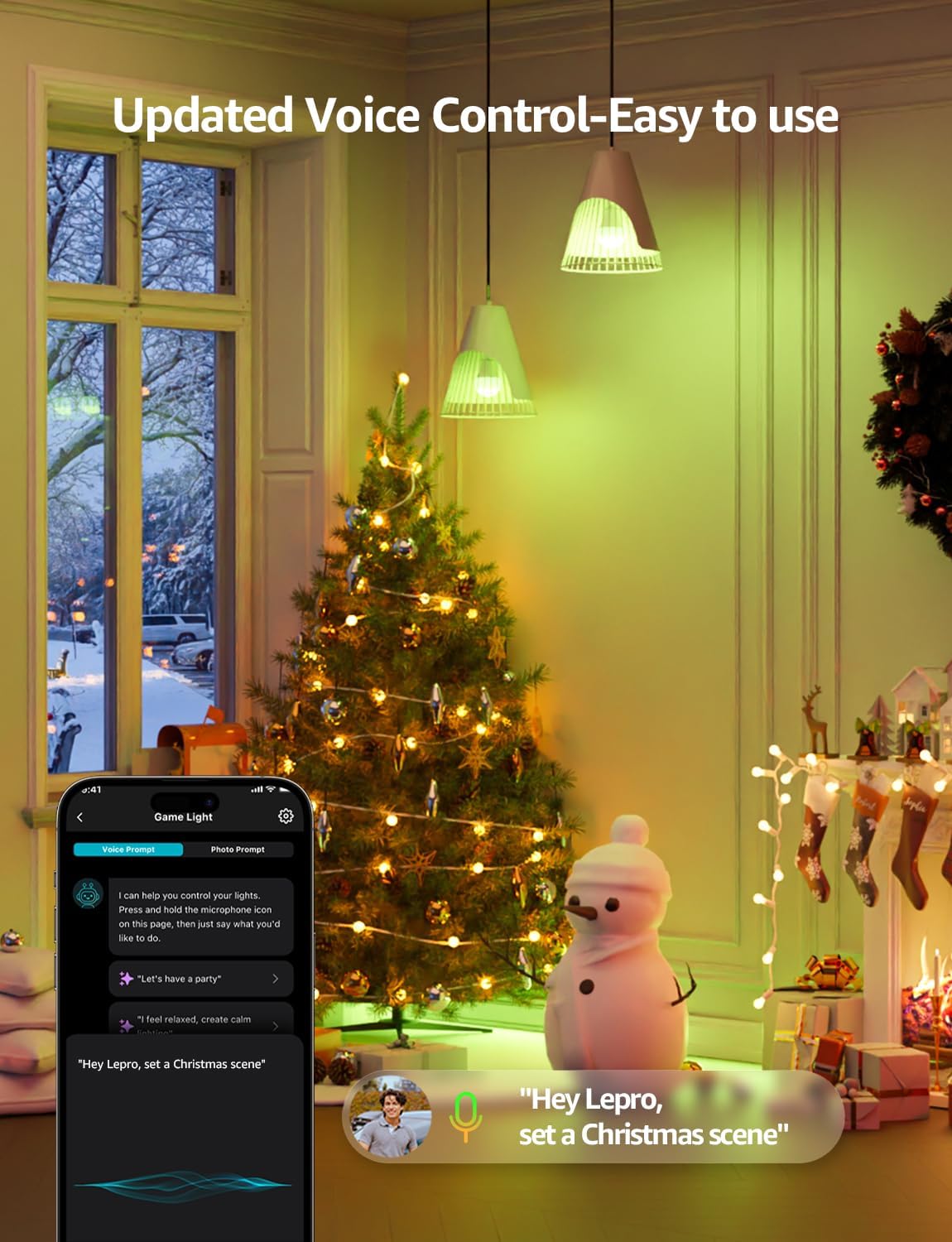 Lepro B1 AI Smart Light Bulbs - RGBWW Color Changing LED Bulb Works with Alexa & Google Assistant, AI Voice Control, Music Sync, A19 E26 Base, 8.5W 800Lumen, 2.4GHz WiFi & Bluetooth, 1 Pack（NO Remote