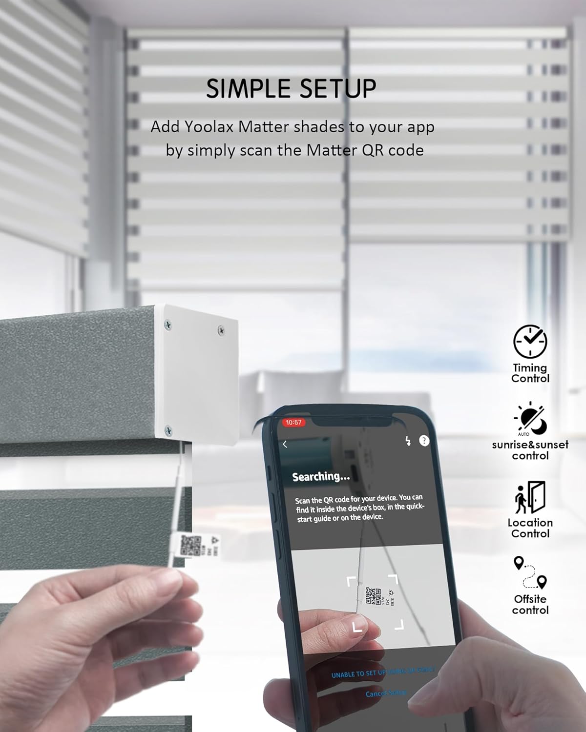 Yoolax Smart Blinds - Motorized Zebra Blinds, Compatible with Alexa, Google Home, Apple Homekit, Electric, Custom Roll Up, Indoor, Cordless, Blackout, Starry Charcoal