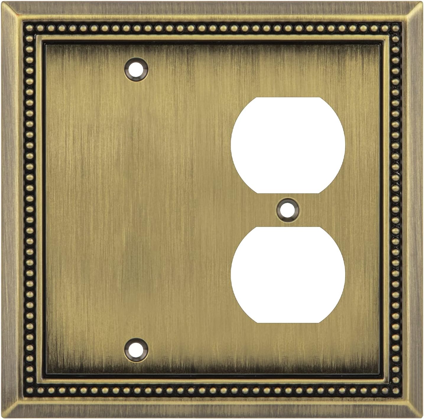 Henne Bery Sunken Pearls Heavy Duty Decorative Wall Plate Switch Plate Outlet Cover (Blank/Duplex, Antique Brass)