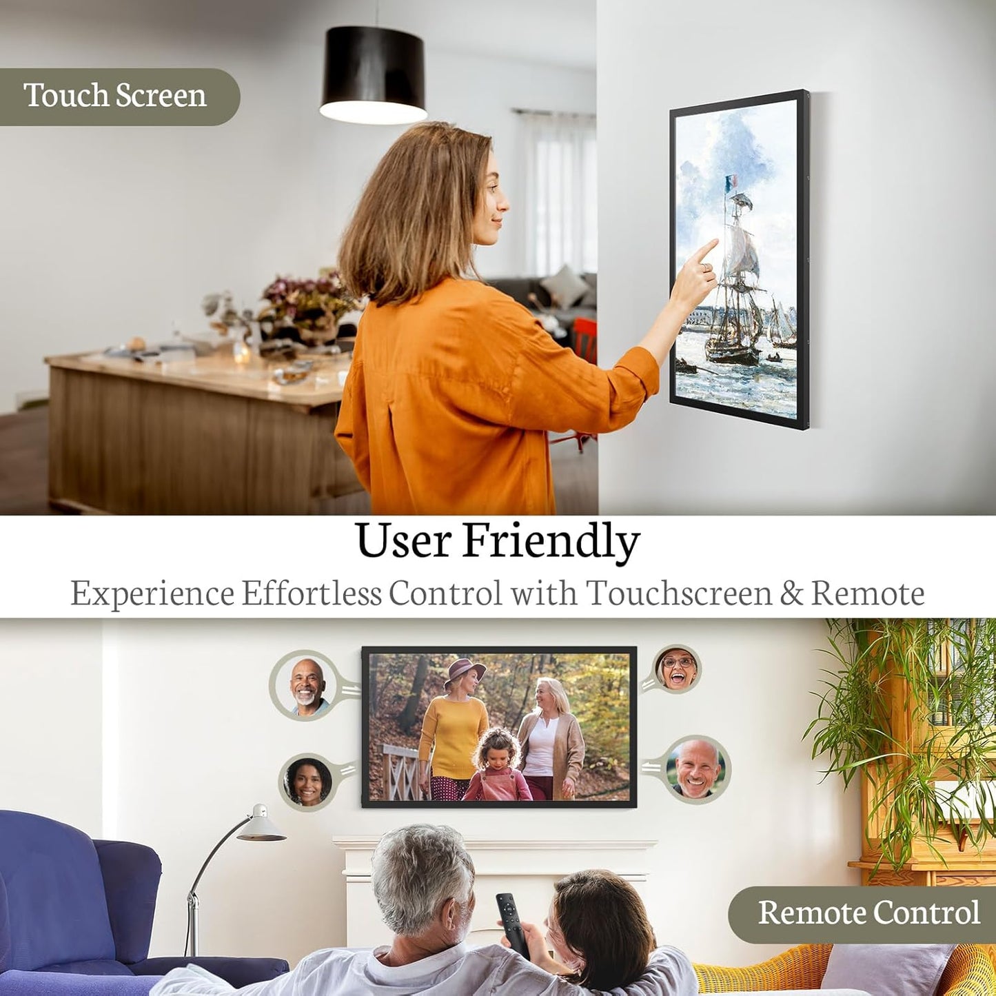 BSIMB Large Digital Picture Frame 21.5 Inch, 64GB Touchscreen 1920x1080 FHD WiFi Digital Photo Frame Electronic Remote Control, Share Pictures/Videos via App/USB/SD Easy Setup Gifts for Mom, Black