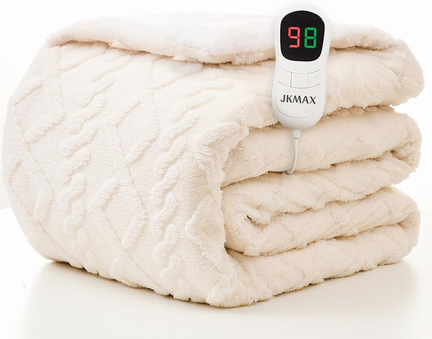 Heated Electric Blanket Twin Size-62"x84" Heating Blanket with 10 Heating Levels & 5 Time Settings Over-Heat Protection，Winter Warmer for Adults with ETL Certification（Cream）