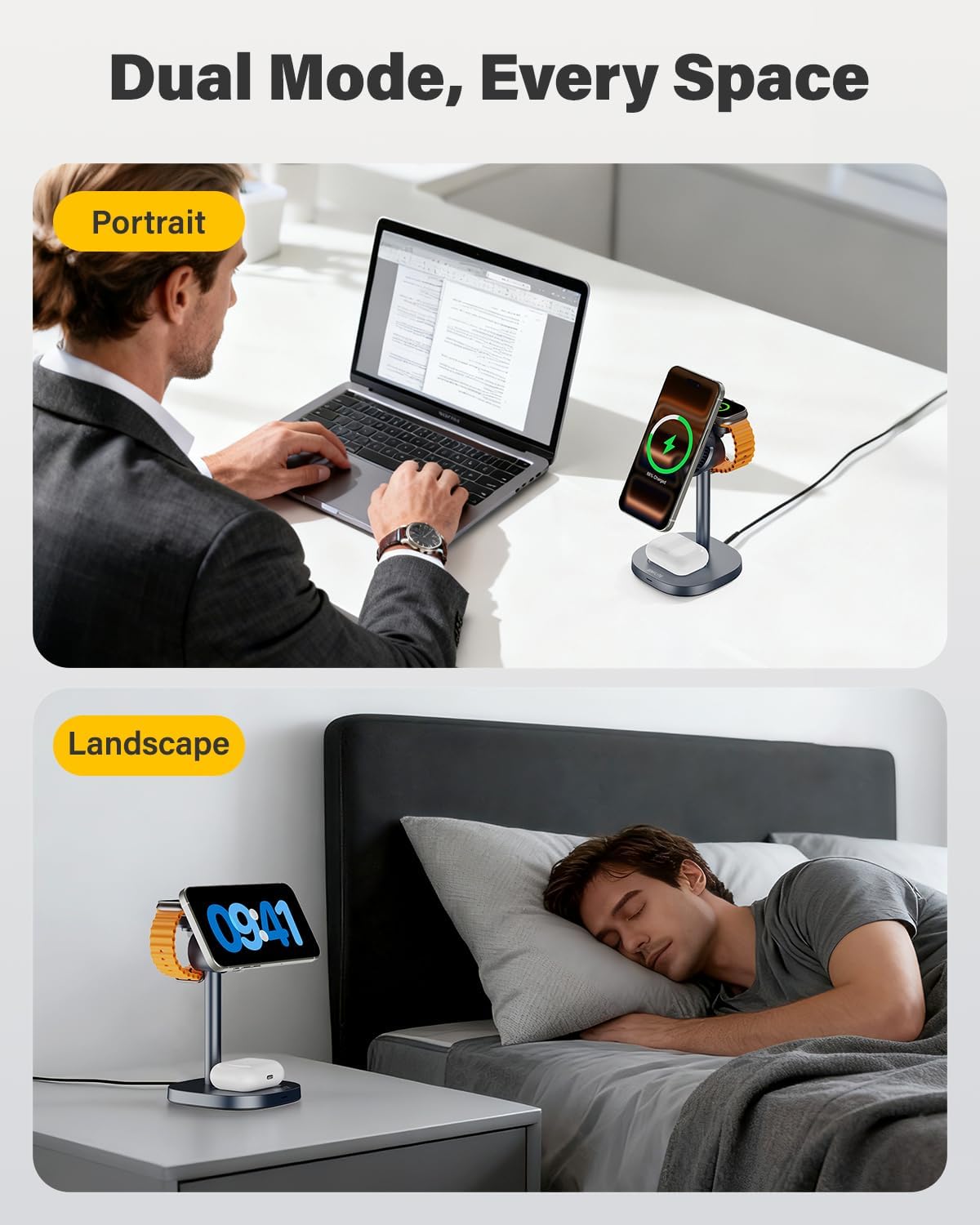 25W Qi2.2 Fast Wireless Charger Stand for Apple MagSafe Charger, 3 in 1 Charging Station with TEC Cooling, Magnetic Wireless Charger for iPhone17/16/15/14/13/12, Apple Watch, AirPods, Gifts for Men