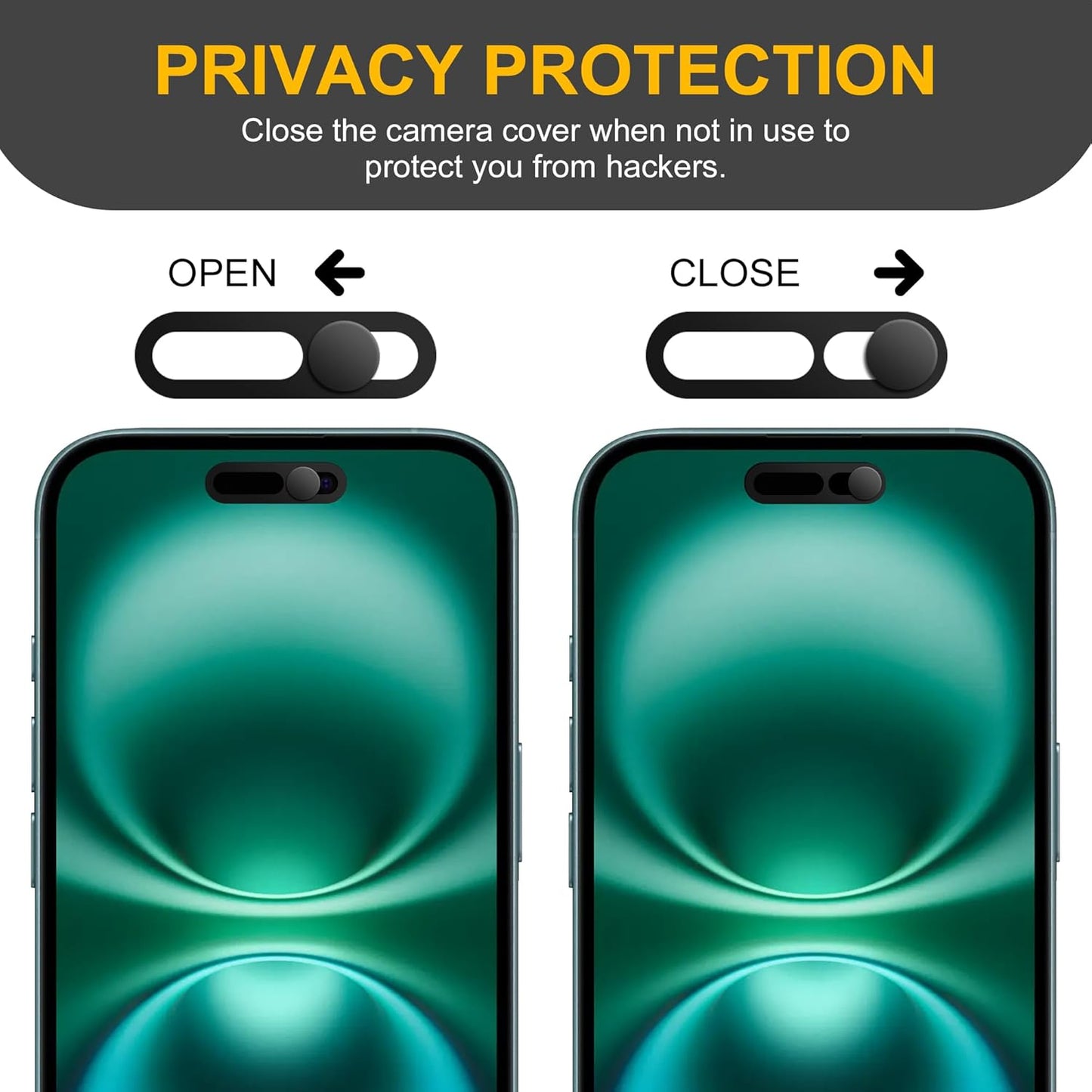 3 Pack Privacy Cover Compatible for iPhone 16/iPhone 16 Plus with 2 Front Camera Privacy Cover, Anti-Spy Camera Cover, Easy-Adhesive Design, Safeguard on iPhone 16/16 Plus,Black