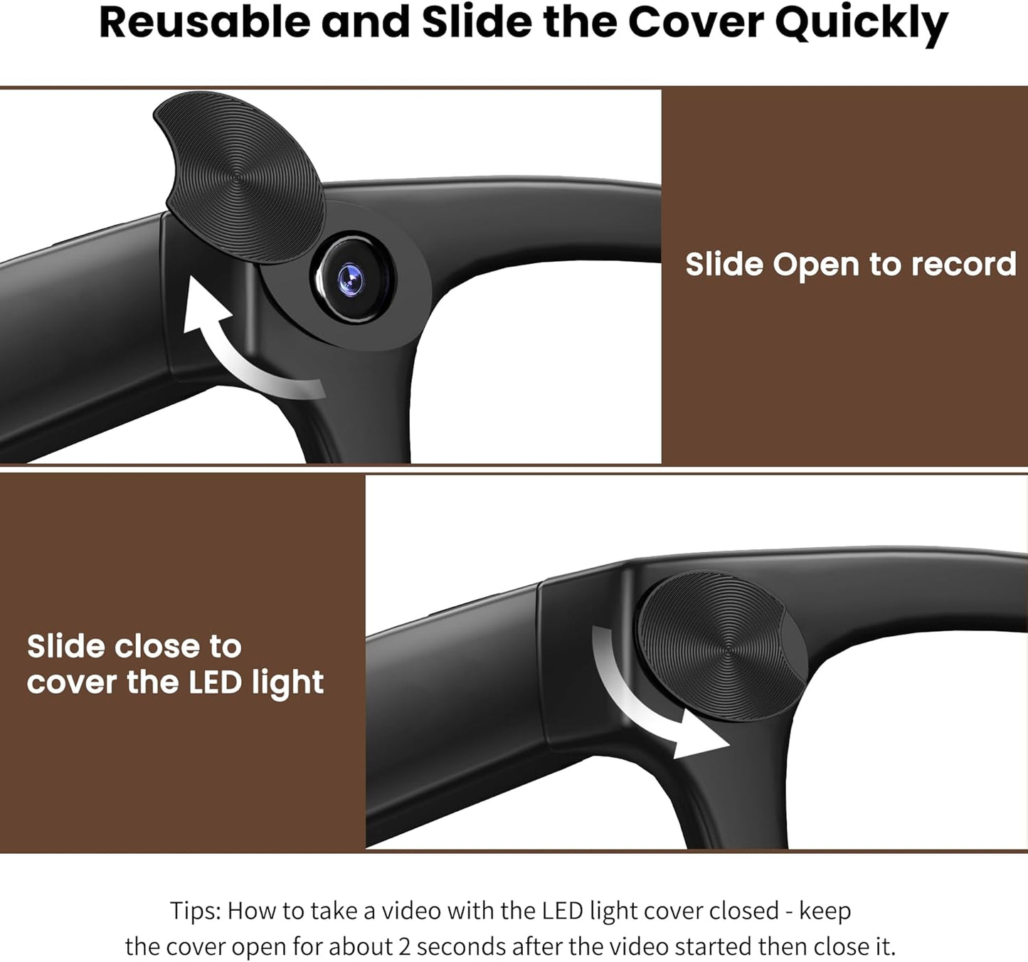 Camera Privay Cover for Ray-Ban Meta Glasses, Adjustable Lens Protector Set for Wayfarer/Skyler/Headliner(Gen 1&Gen 2) Smart Glasses Accessories 9PCS Black