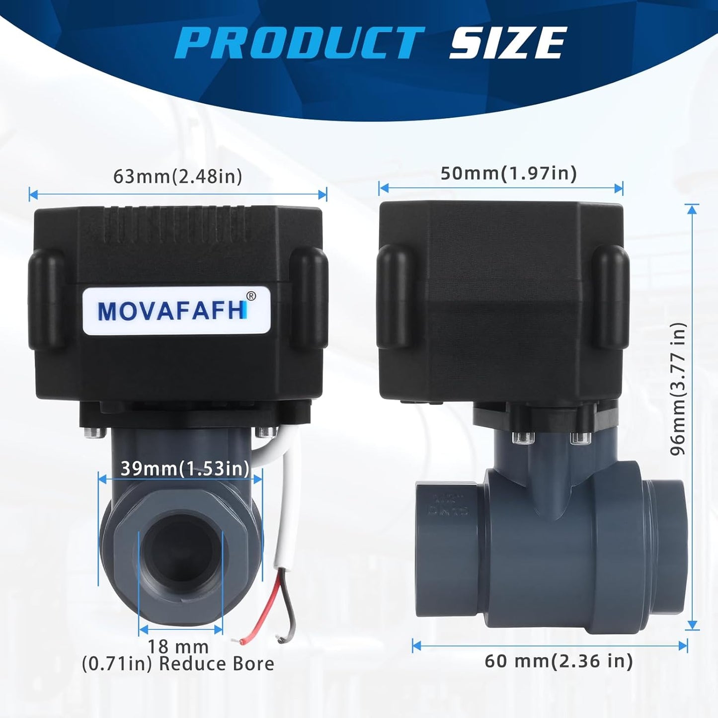 1/2" UPVC Motorized Ball Valve - 2 Wire Auto Return Electric Water Valve with Full Port, 9-24V AC/DC Automatic Ball Valve