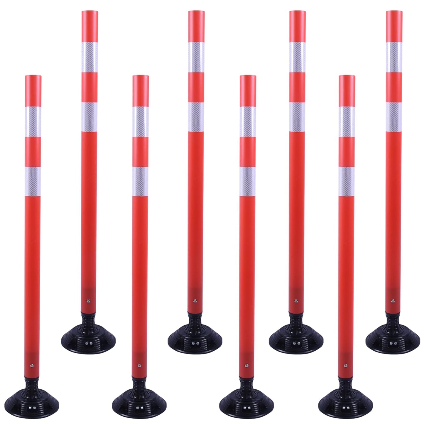 OrangeStar 8 Pack Delineator Post 48" Red Traffic Delineator Cones with Fixable Base for Road Safety, Parking Lots