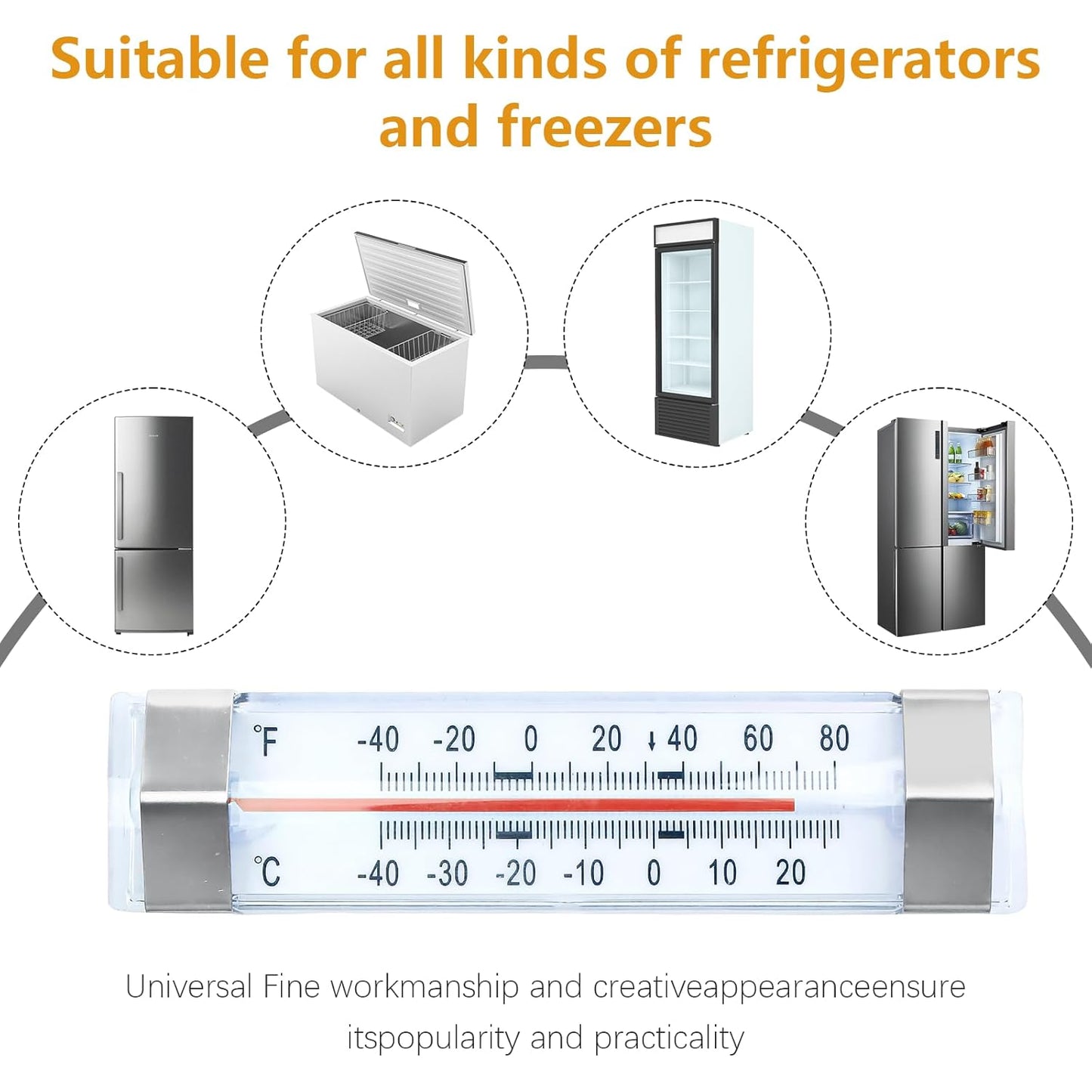 9 Pcs Freezer Kitchen Thermometer Refrigerator Thermometer Fridge Thermometer Freezer Cooler for Kitchen Restaurant Home Decoration