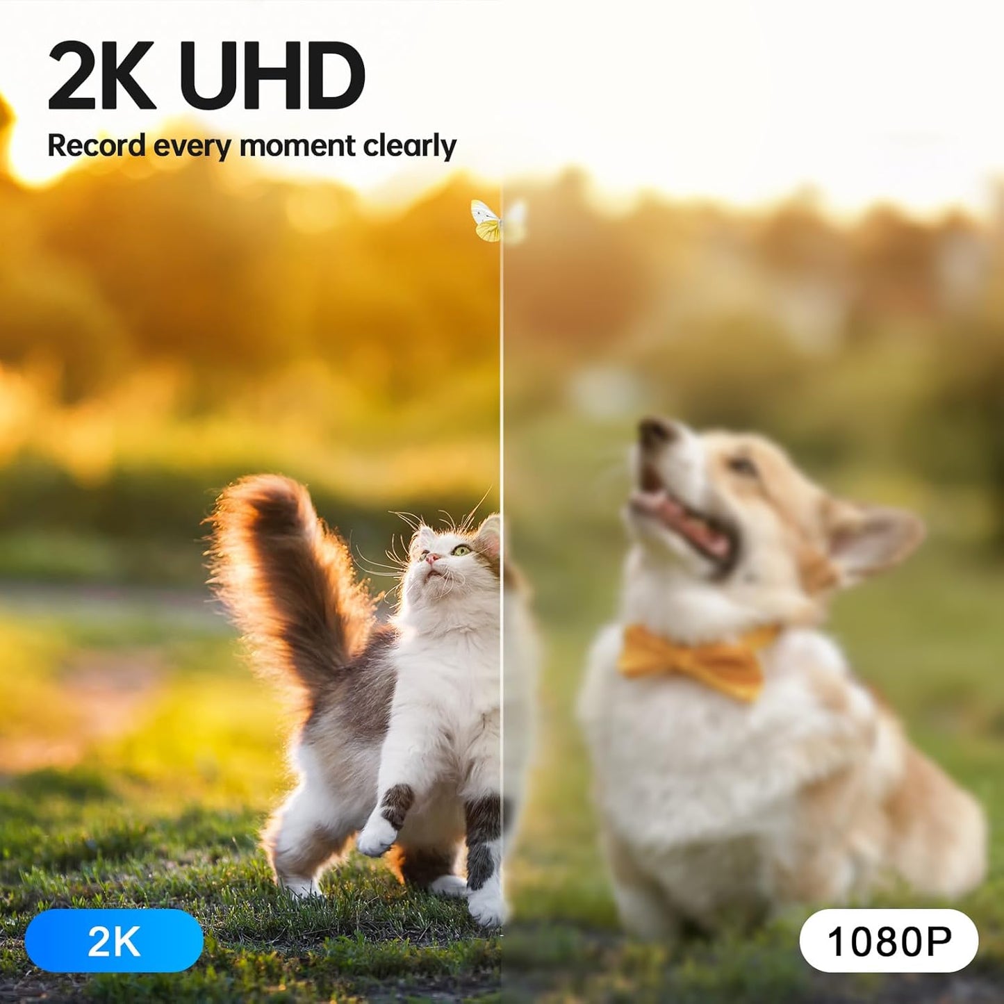 2K Home Security Camera Outdoor,360 Pan Tilt 2.4G/5G Home Surveillance Camera,WiFi Outdoor Security Cameras With Color Night Vision,Human Detection and Tracking,24/7 Recording,Cloud & SD Card Storage