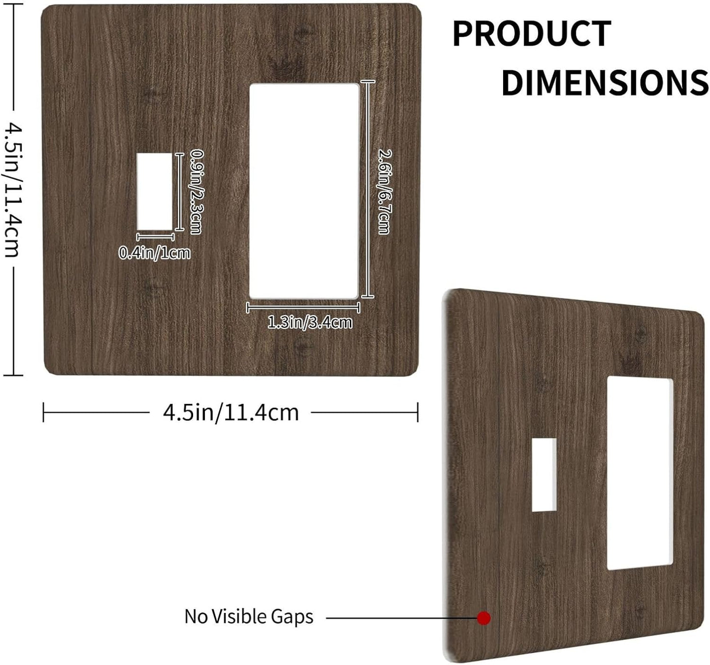 Outlet Covers Rustic Walnut Wood Grain 1 Toggle 1 Rocker Combo Light Switch Cover Plate Decorative Switch Plate Covers Electrical Wall Plate for Farmhouse Cabin Decor