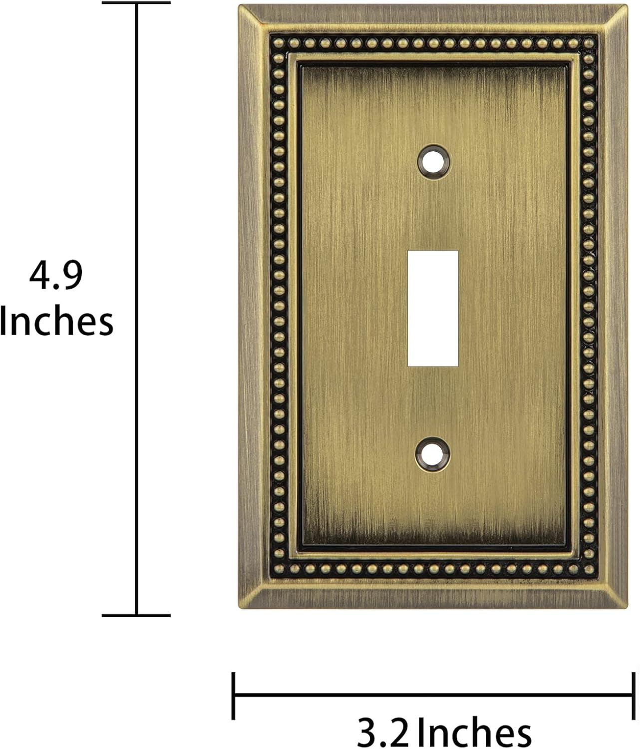 Henne Bery Sunken Pearls Heavy Duty Decorative Wall Plate Switch Plate Outlet Cover (Single Toggle, 2 Pack, Antique Brass)