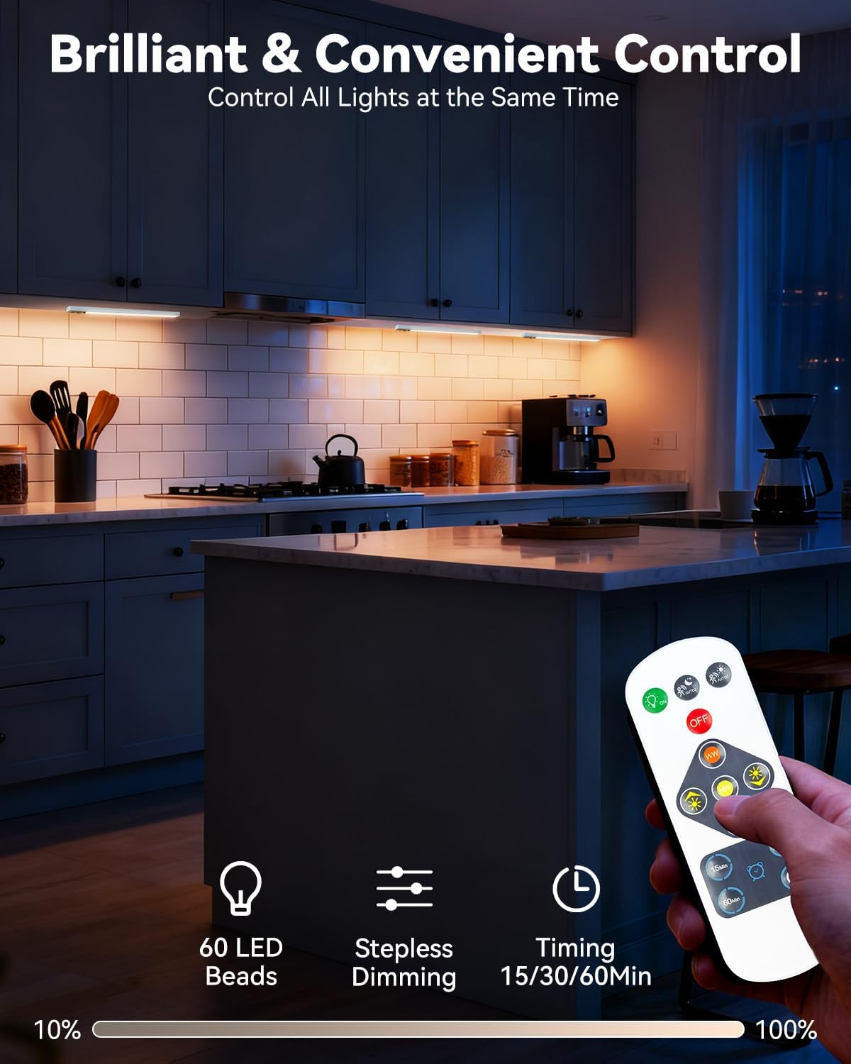 Under Cabinet Lighting Wireless with Remote, Rechargeable Under Cabinet Lights with Charging Station, 14 Inch Motion Sensor Light Indoor, 3 Color Temps & Dimmable for Kitchen, Closet, Hallway, 3-Pack