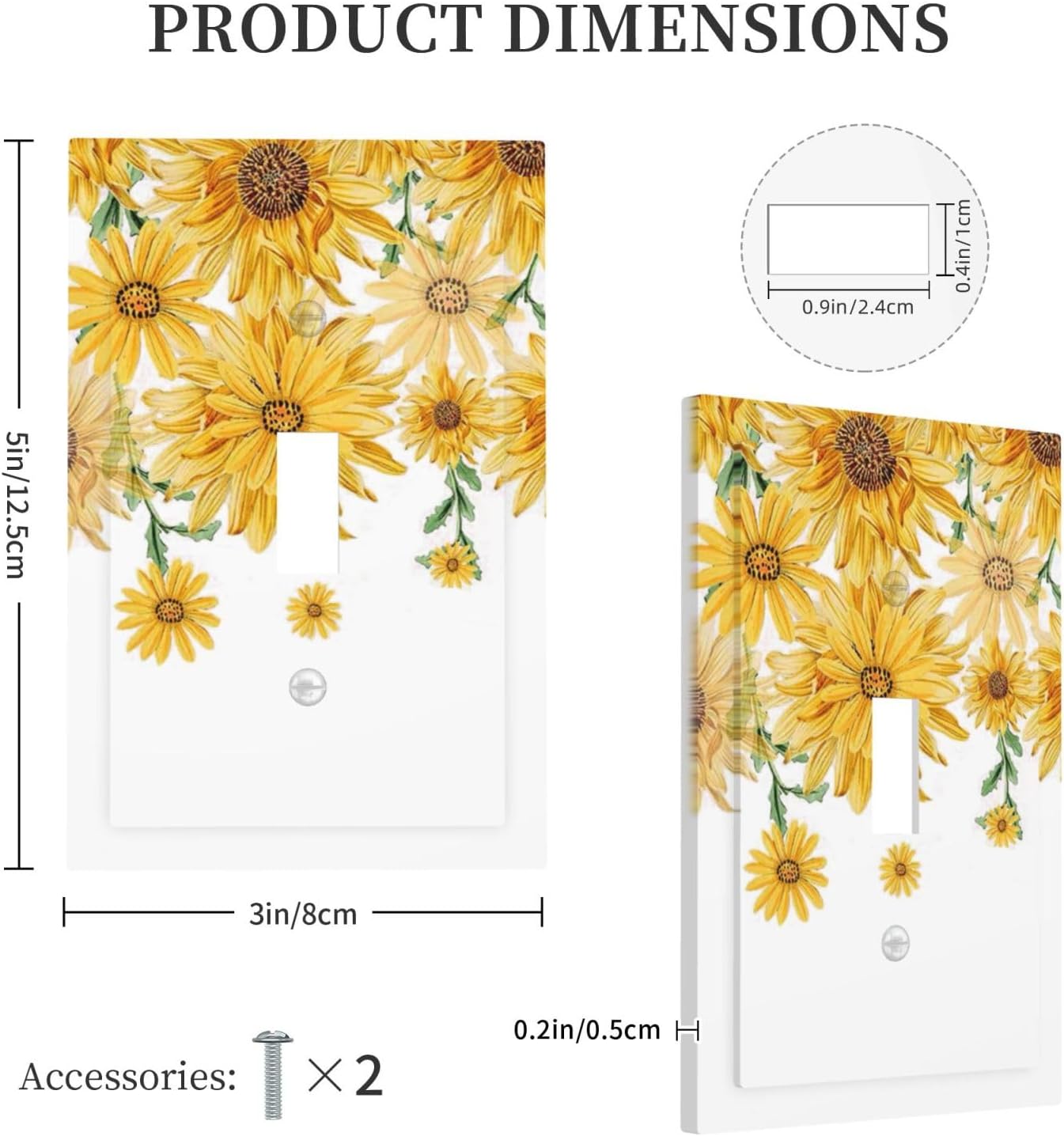 Sunflower Yellow Flowers Floral Decorative Light Switch Cover 1 Gang Single Toggle Device Electrical Faceplate Switchplates Decorator Outlet Wall Plate for Bed Room Living Room Decor