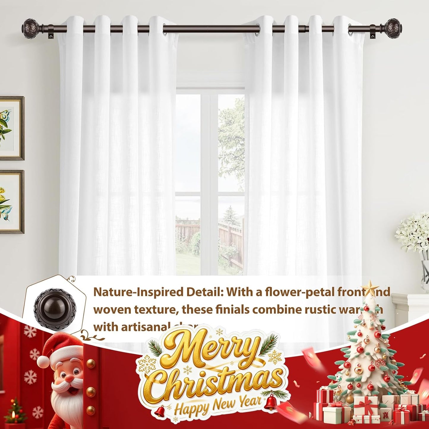 TONIAL Bronze Curtain Rod 16 to 30 Inches, 7/8 Adjustable Curtain Rods for Windows 8 to 25 Inches, Splicing Drapery Rods Heavy duty with Netted Texture Finials