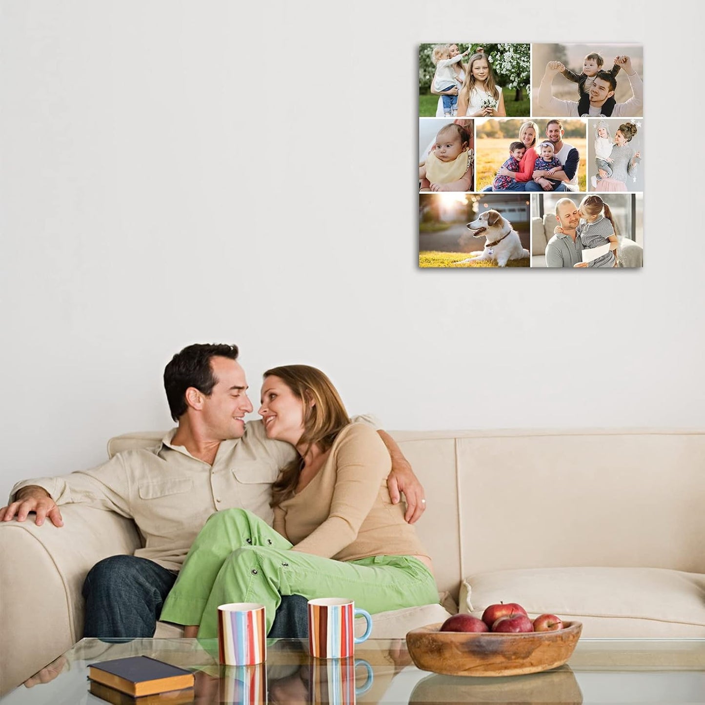 7 Picture Collage Canvas Prints Personalized Multi Photo Wall Art Custom Your Image to Canvas Customized Family Gifts Home Decor (Collage Photo-10, Framed)