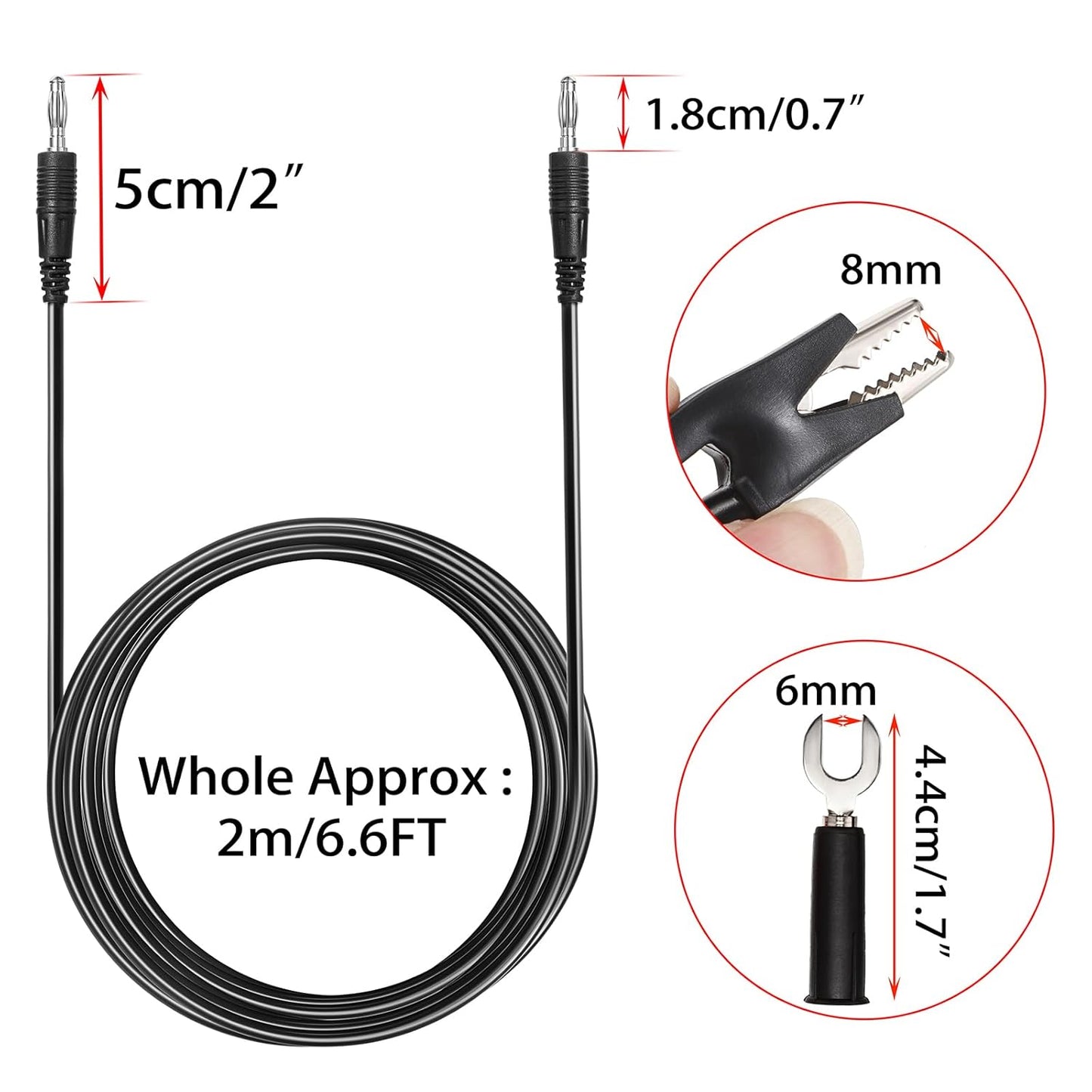 Sumnacon 4 in 1 Banana Plug Alligator Clip Pure Copper Fork Test Lead, 6.6 Ft Multimeter Flexible Test Lead Wire Cable with Protective Jack Copper Clamps for Electrical Testing 1000V/15A