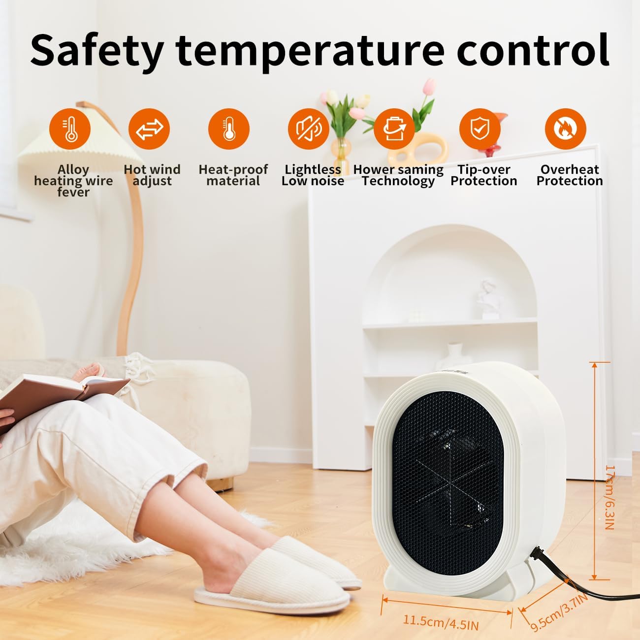 Portable Space Heater for Indoor Use, 400W Small Electric Desk Heater for Bedroom or Office,Overheating & Tip-Over Protection,Fast Heating Room Heater,Lightweight (White)