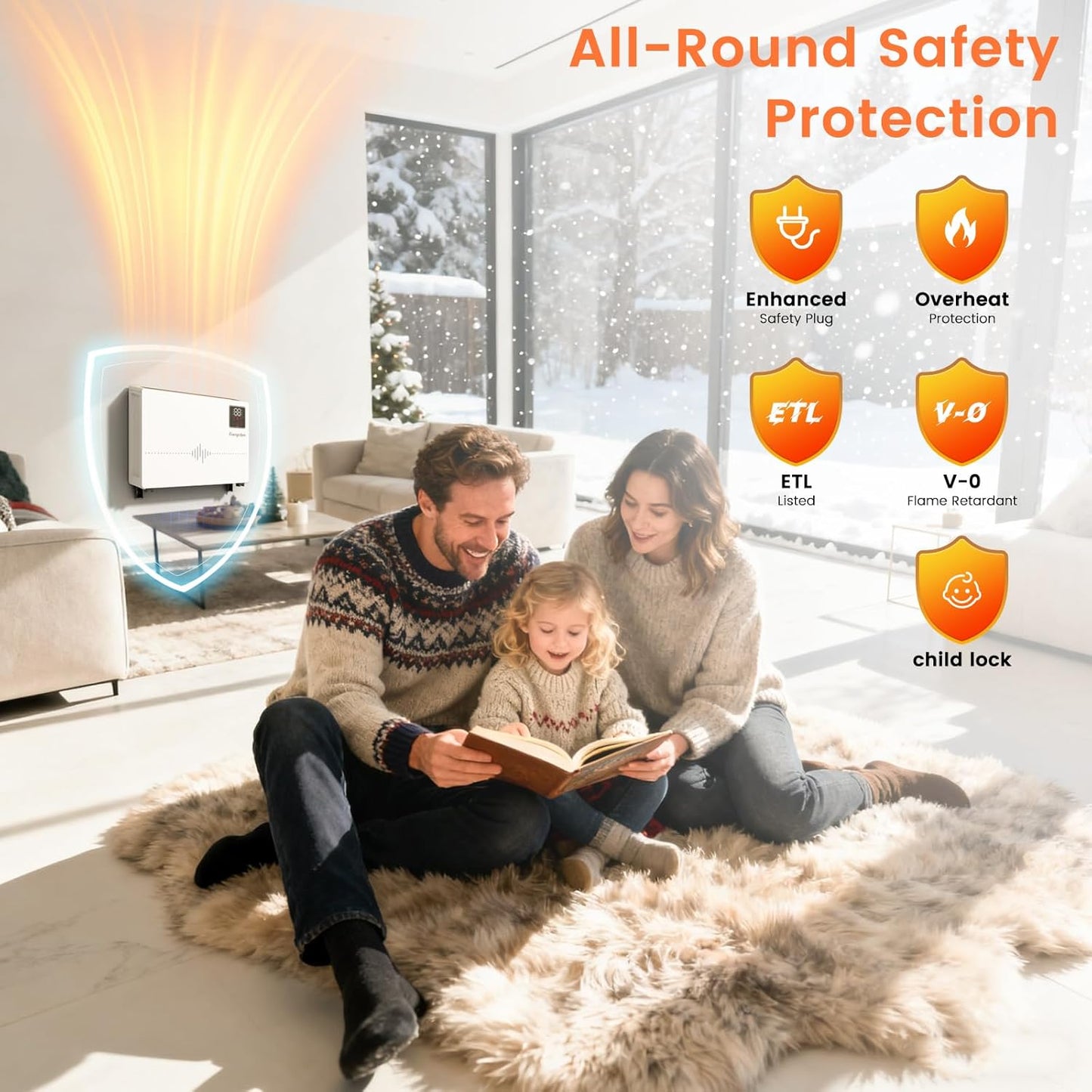 Smart Wall Heater with Wireless and Remote Control, 1500W Space Heaters for Indoor Use, Wall Mounted/Floor Electric Heater with Thermostat, Works with Alexa, 24H Timer,for Bedroom, Garage