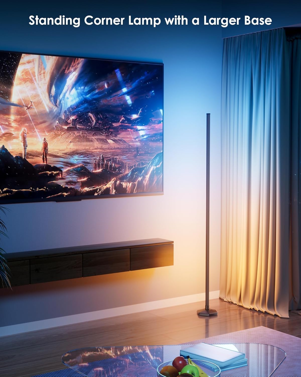 2PCS Corner Floor Lamp,RGB LED Corner Lamp with Remote Control,65" Color Changing Mood Light with Smart App and Remote Control Modern Floor Lamp with Music Sync for Bedroom, Living Room Gaming Room