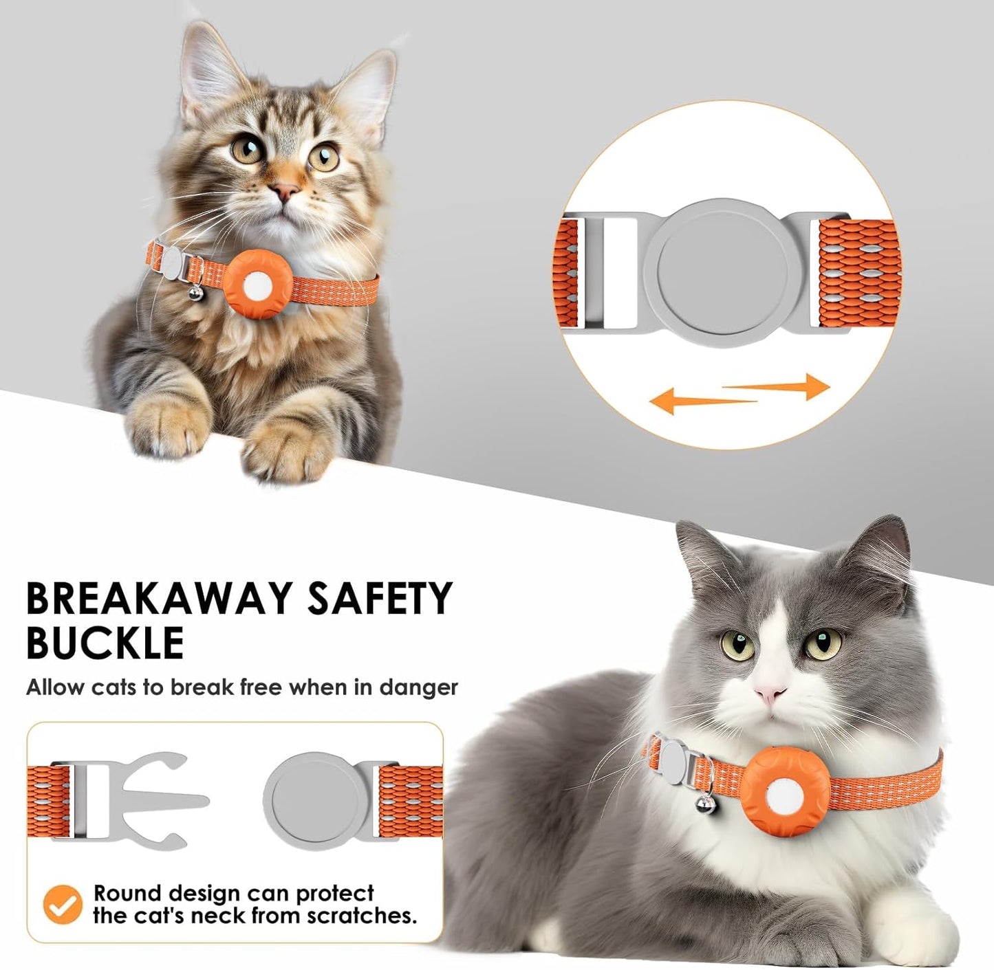 Cat Tracker, Compatible with Apple Find My App (Only iOS), No Monthly Fee, Orange