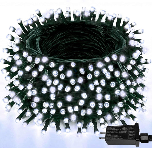 Upgraded 99FT 300 LED Christmas Lights Outdoor & Indoor, Memory Function & Timer & 8 Modes, Mini Green Wire Waterproof Fairy Lights for Christmas Tree Holiday Party Garden Decorations (Cool White)