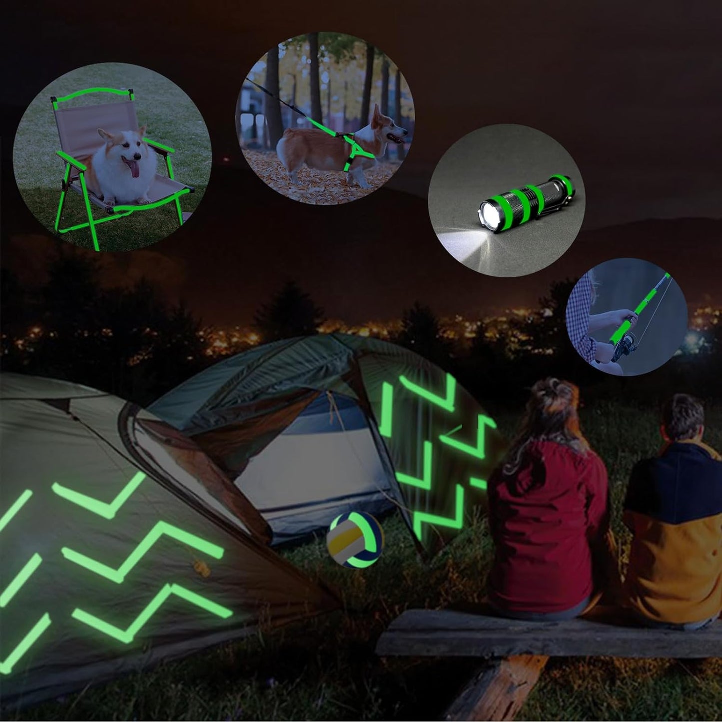 Glow in The Dark Tape - 2PCS 33 FT X 0.5 Inch Glow Tape, Fluorescent Tape, Waterproof Luminous Reflective Tape for Stairs, Walls, Steps, Exit Sign, Theatres, Staged & Dark Areas