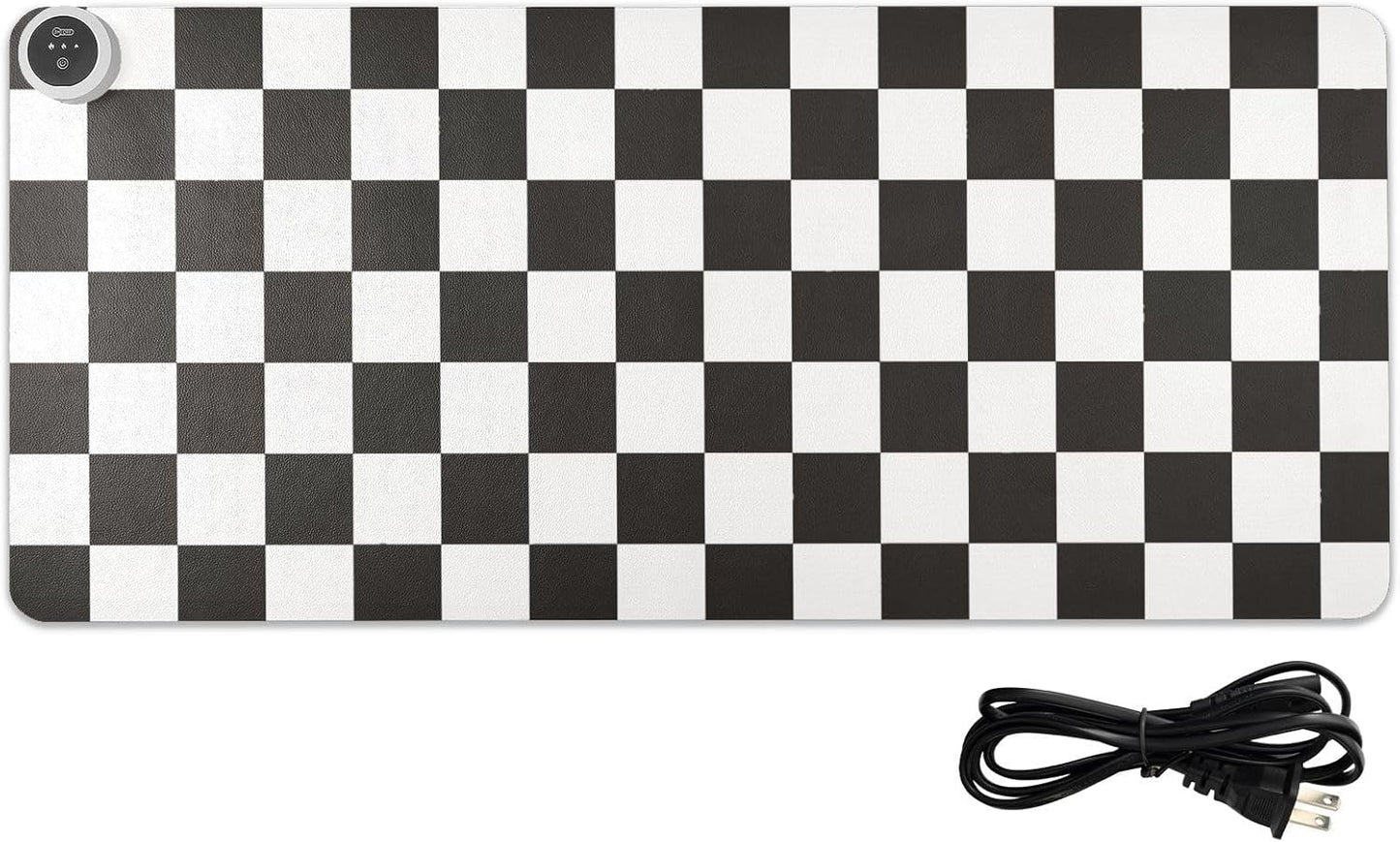 Checkered Black and White Heated Desk Pad Mouse Pad 31.5x13 Inch PU Leather Desk Mat with 3 Heat Levels Large Mouse Gaming Computer Laptop Mat