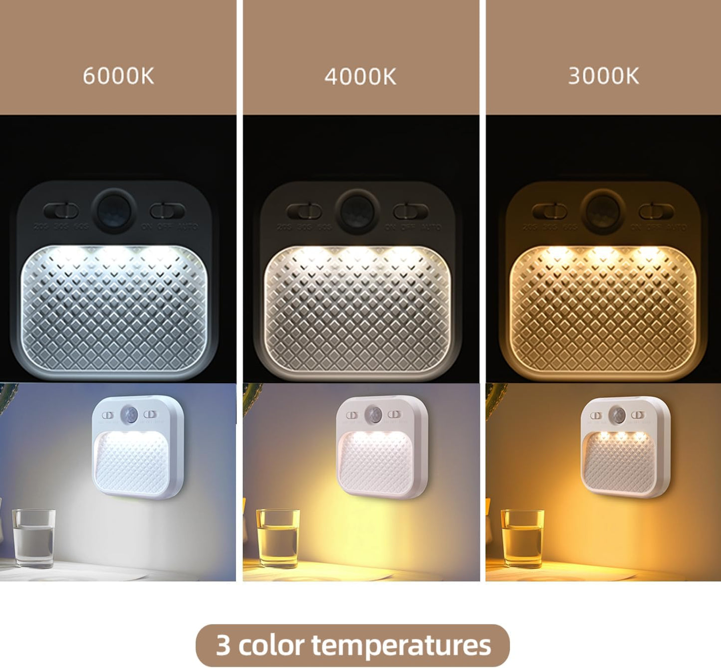 Led Night Light with Motion Detector 6 Pack, Cabinet Light Dimmable with Timer Function, Staircase Lighting 3 Color Temperature 3000/4500/6000K, Hallway Light Rechargeable 600mAh for Children's Room