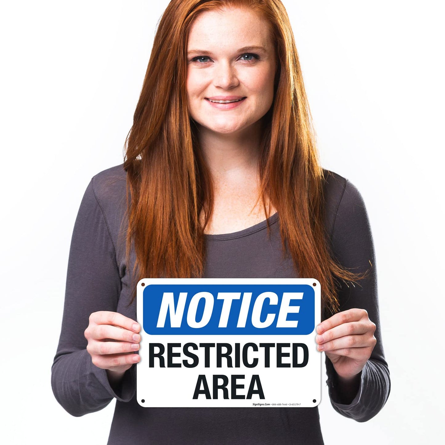Notice Restricted Area Sign, 10x7 Inches, 55 mil Thick HDPS (high Density polystyrene), Made in USA