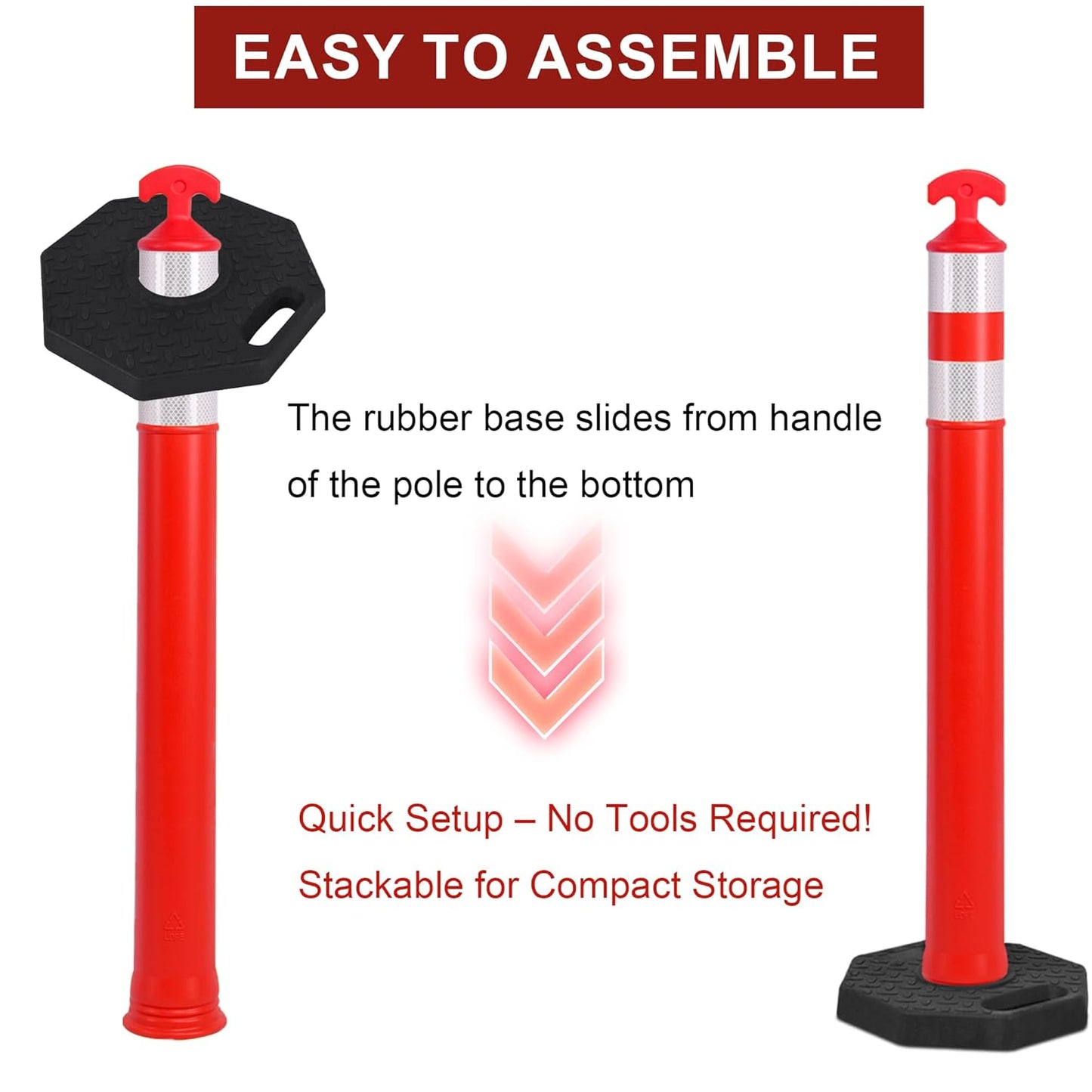 OrangeStar 9-Pack 42" Traffic Delineator Post Cones with Heavy Duty Rubber Base, Orange Safety Cones for Road, Parking Lot, Warehouse, Construction Zone Safety