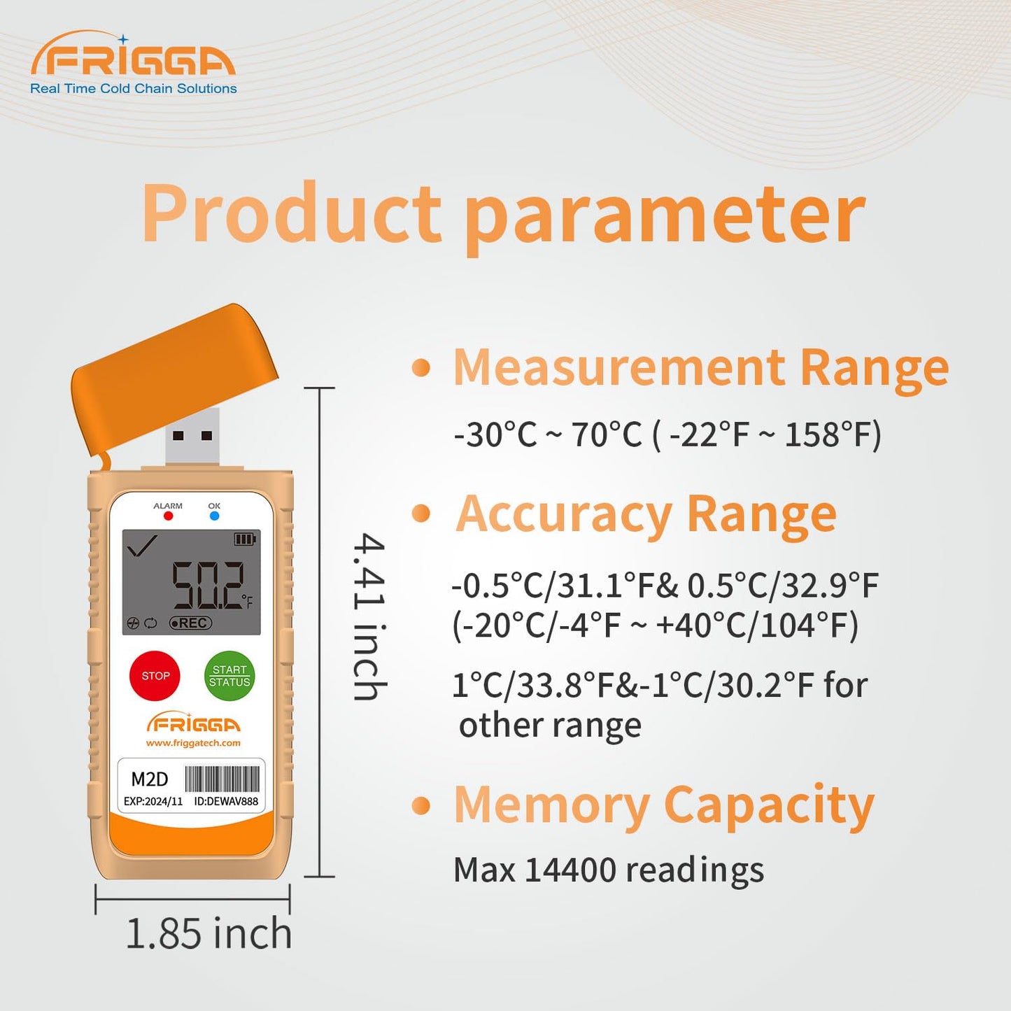 Frigga M2D 5 Pack Multi-Use Temperature Data Logger USB Digital Temperature Recorder Reusable 14400 Points High Accuracy Thermometer Logger PDF CSV Report
