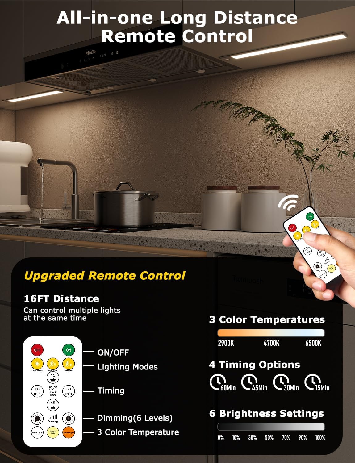 16" Ultra-Thin Under Cabinet Lighting Wireless, Aluminum Alloy Under Counter Lights for Kitchen, 3-Color-Temps Magnetic Closet Lights, Rechargeable Motion Sensor Light Indoor (2 Pack, Silver)