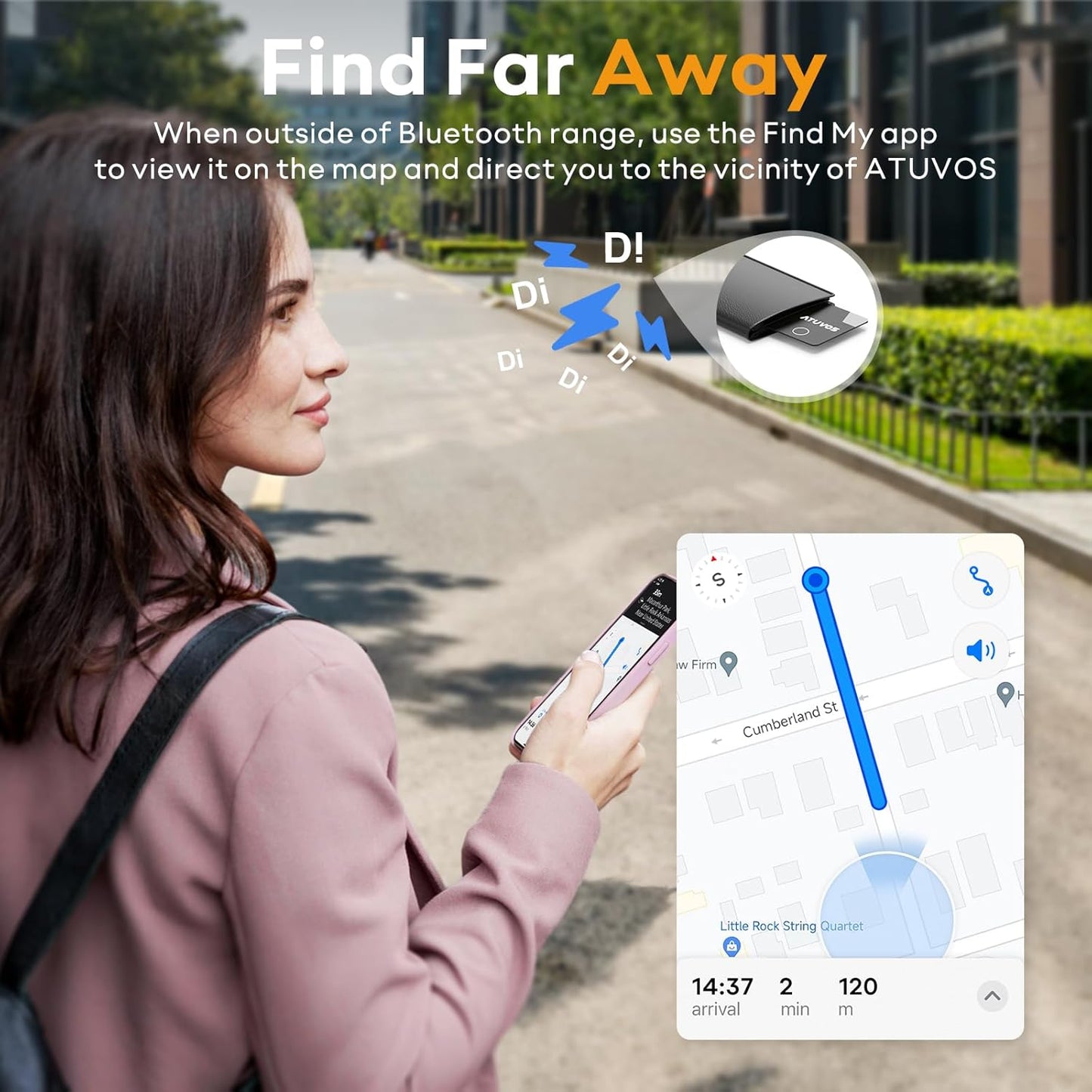 ATUVOS Blueooth Tracker Slim, Smart Air-Tag Wallet Card Ultra Thin 2 Packs Compatible with Apple Find My App (iOS Only), Item Locator for Luggage, Keys, Passport, Bags, IP67 Waterproof