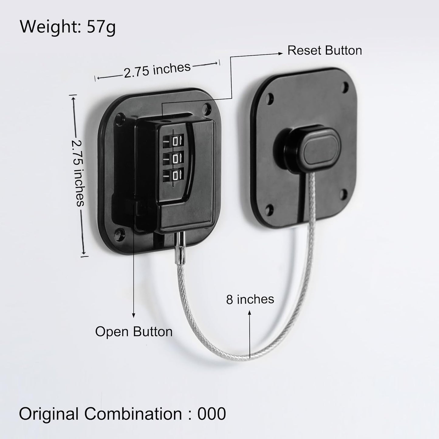 Refrigerator Lock, Heavy Duty Fridge Lock, Combination Lock for Refrigerator Cabinets, Drawers, Safety, Easy Install No Keys Needed (Black-1Pack)