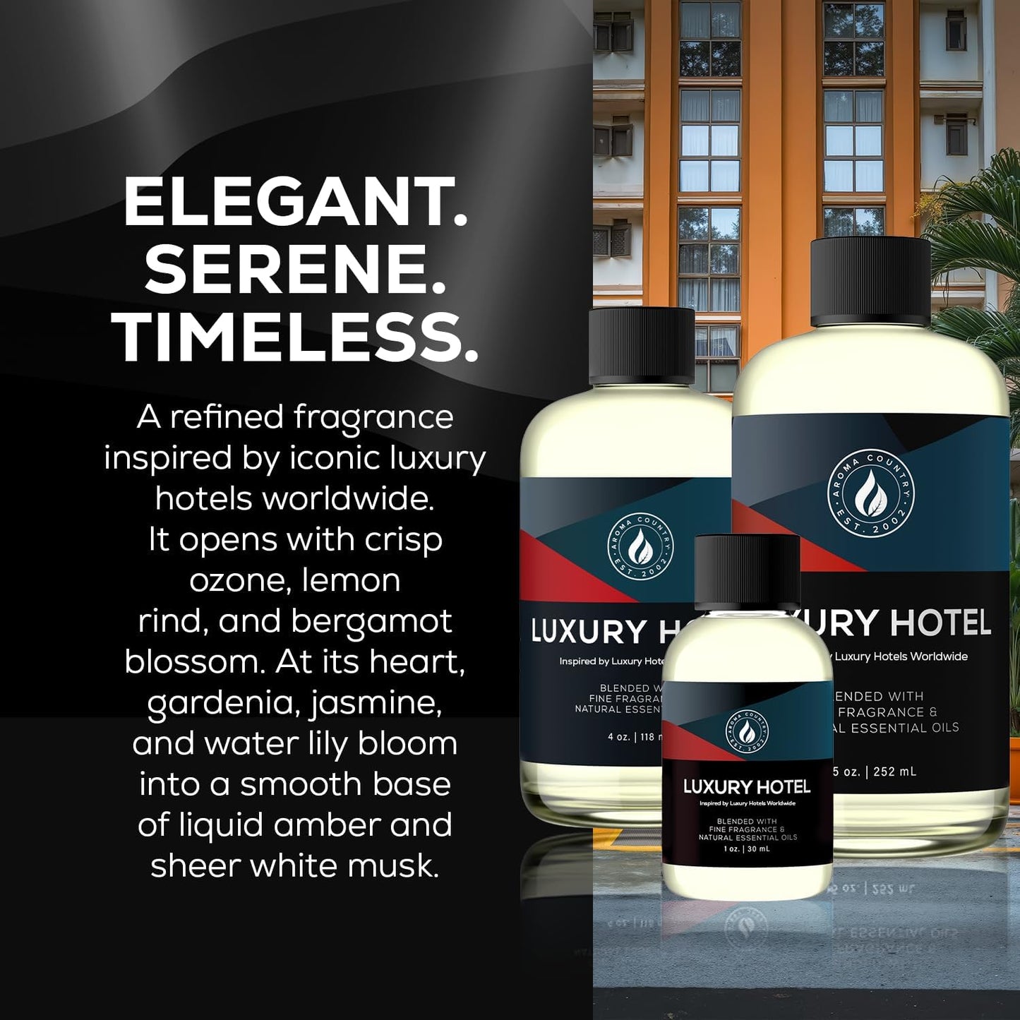 Aroma Country Ritzy Luxury Hotel Diffuser Oil - Luxury Hotel Scent for Diffuser & Air Fresheners - Essential Oil Diffuser Refill, Home Fragrance Collection with Gardenia & Amber (8.5 Fl. Oz)