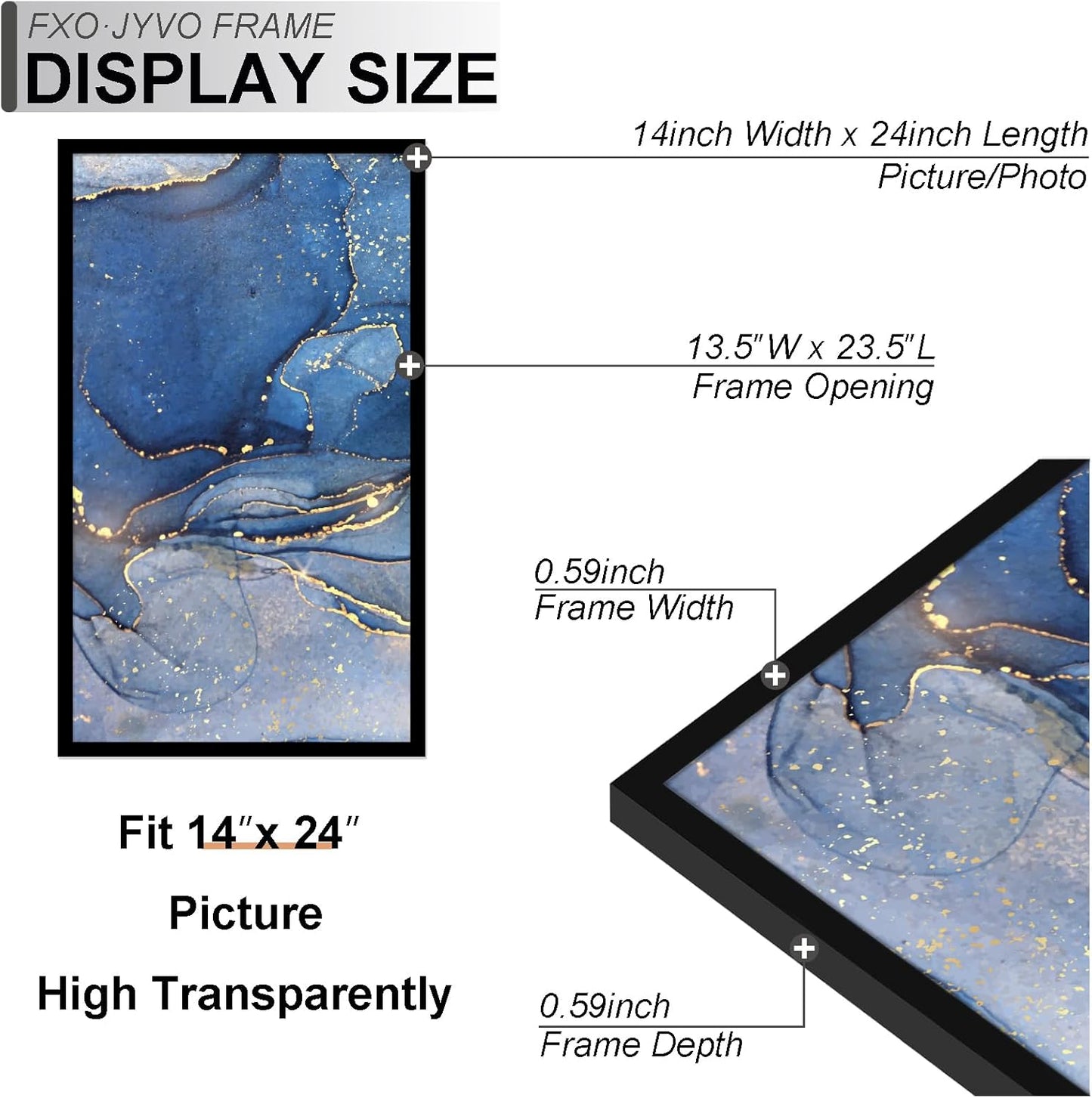14x24 Poster Frame Set of 6, Black Frame for 14 x 24 Inch Picture Poster Photo, Light Weight and High Transparent 14 by 24 Frame for Wall - 6 Pack/Black/14 x24